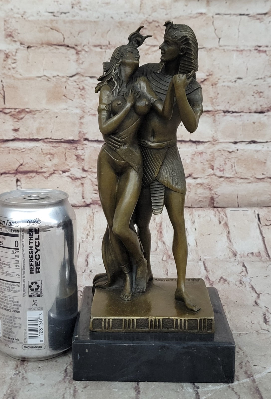 Egyptian Queen Nefertiti & King Bronze Statue – Handmade Feron Egypt Nude Figure Art