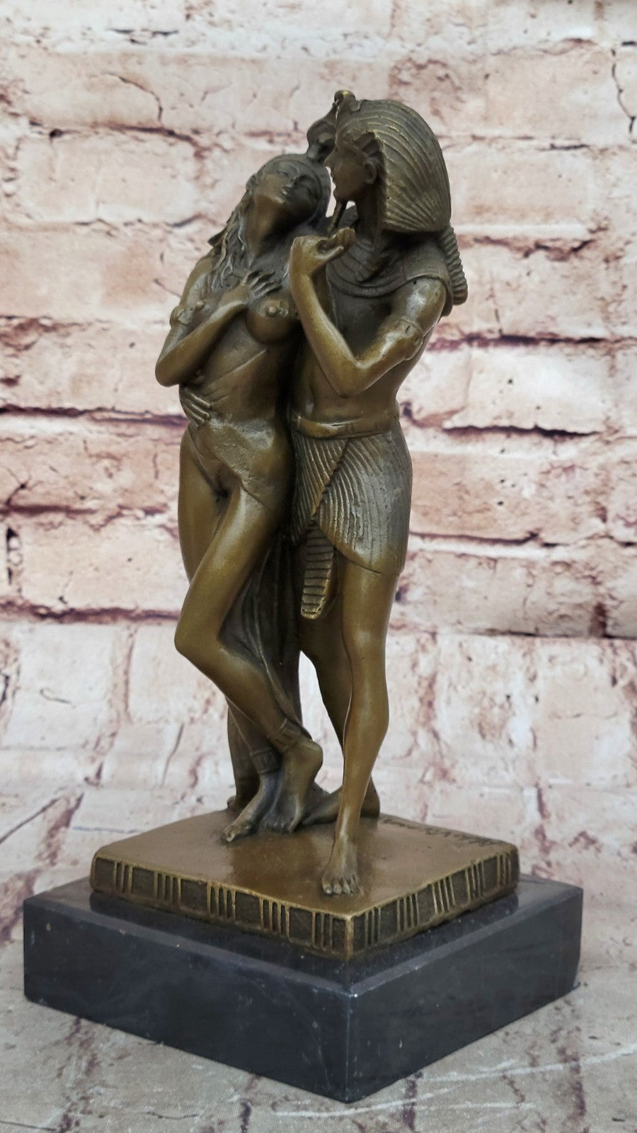 Egyptian Queen Nefertiti & King Bronze Statue – Handmade Feron Egypt Nude Figure Art