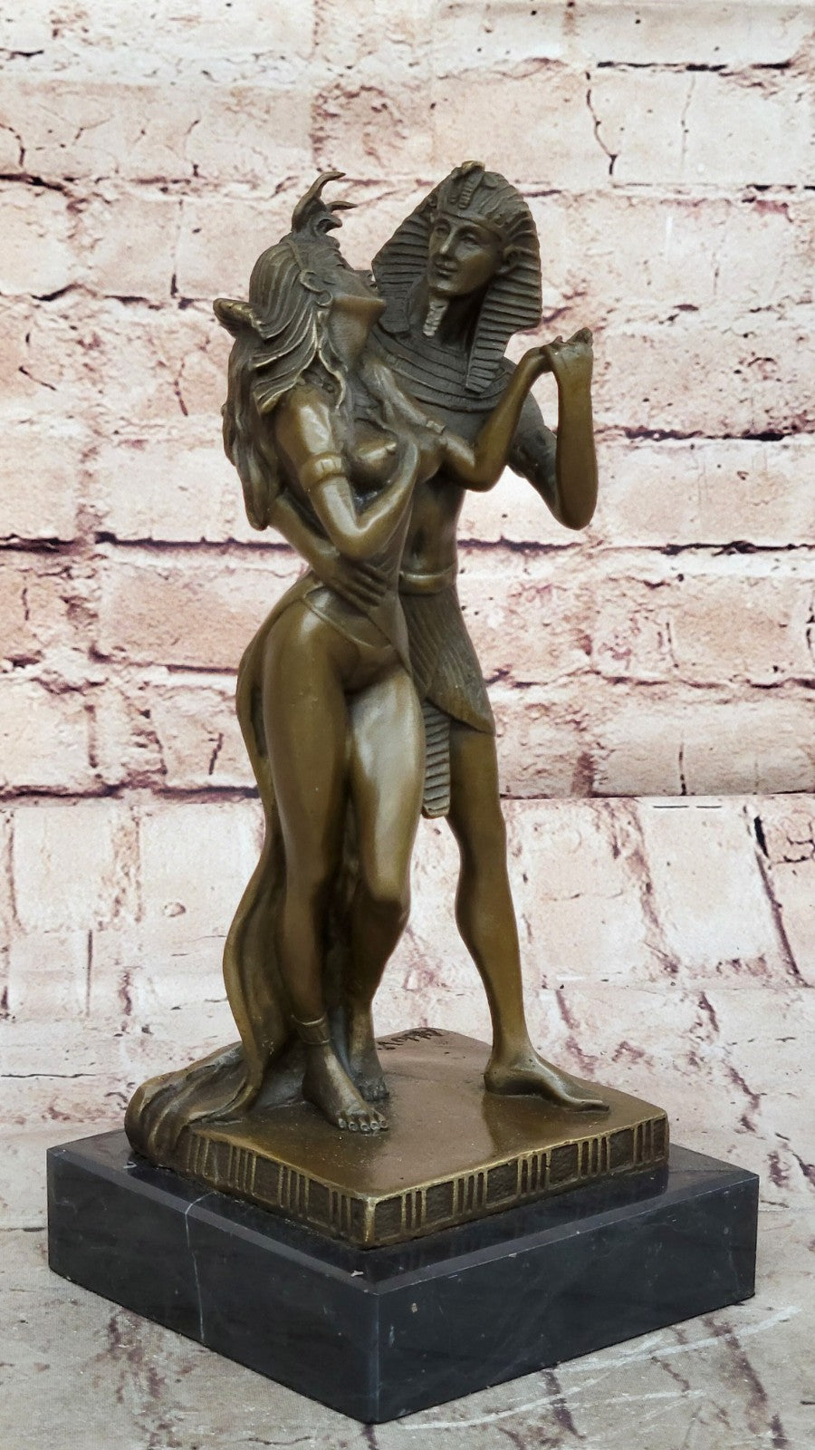 Egyptian Queen Nefertiti & King Bronze Statue – Handmade Feron Egypt Nude Figure Art