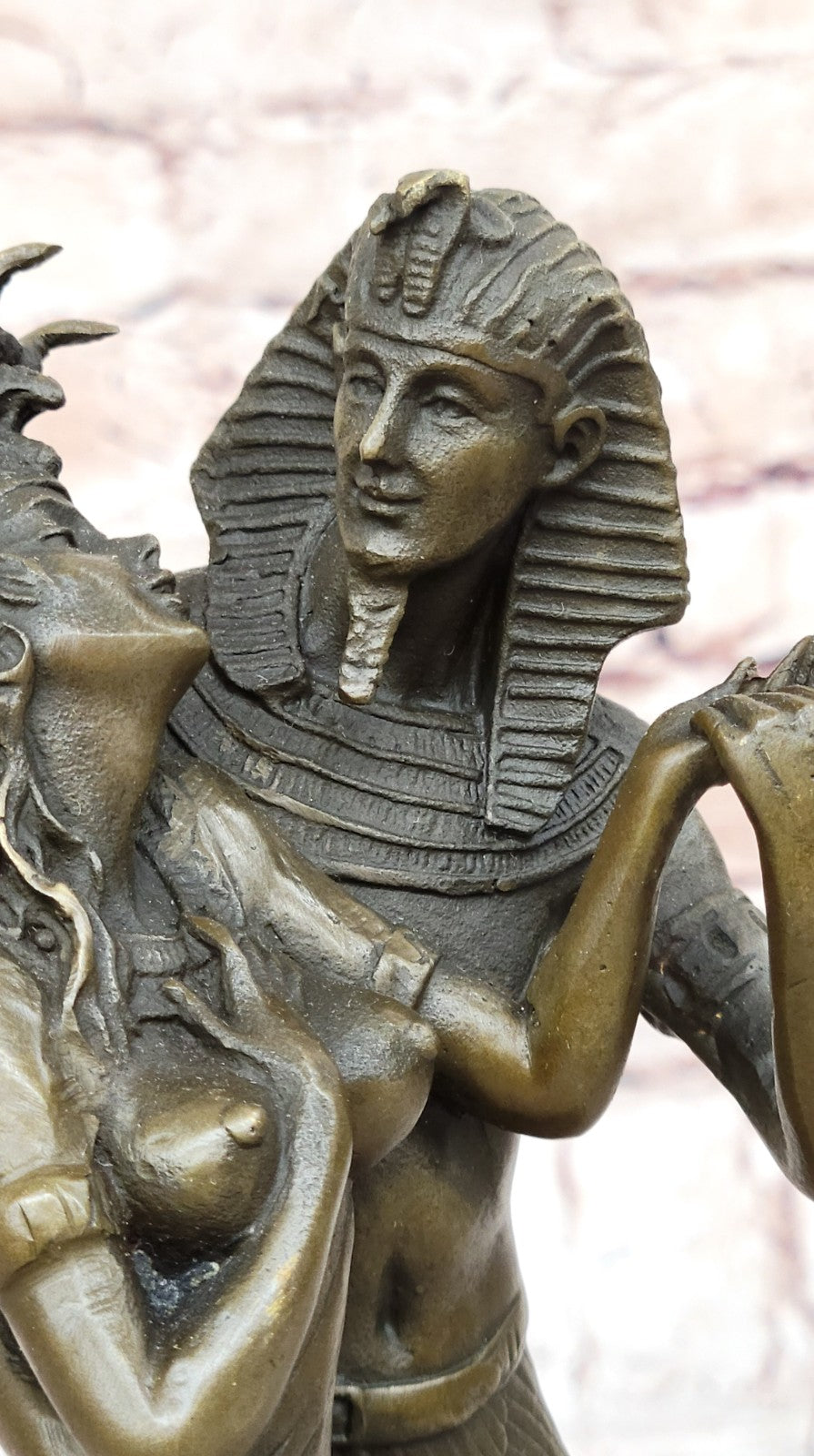 Egyptian Queen Nefertiti & King Bronze Statue – Handmade Feron Egypt Nude Figure Art