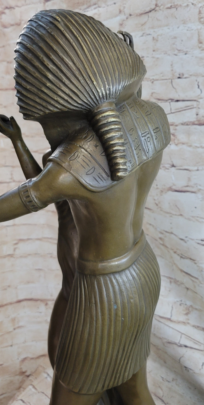 Egyptian Royal Family Extra Large Bronze Sculpture Marble Base Figurine