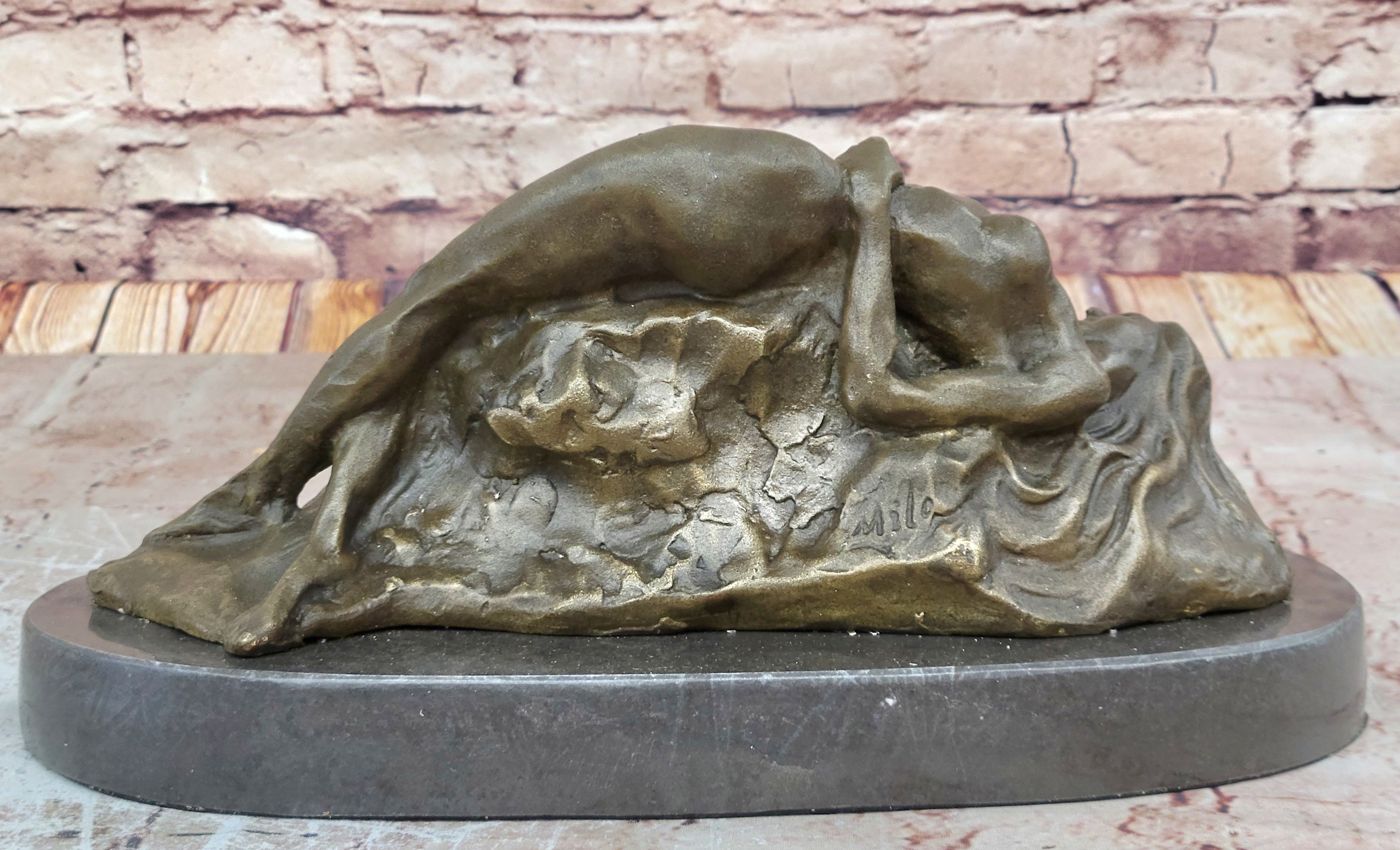 VINTAGE STYLE Modern ABSTRACT BRONZE Sculpture NUDE WOMAN ARTIST SIGNED