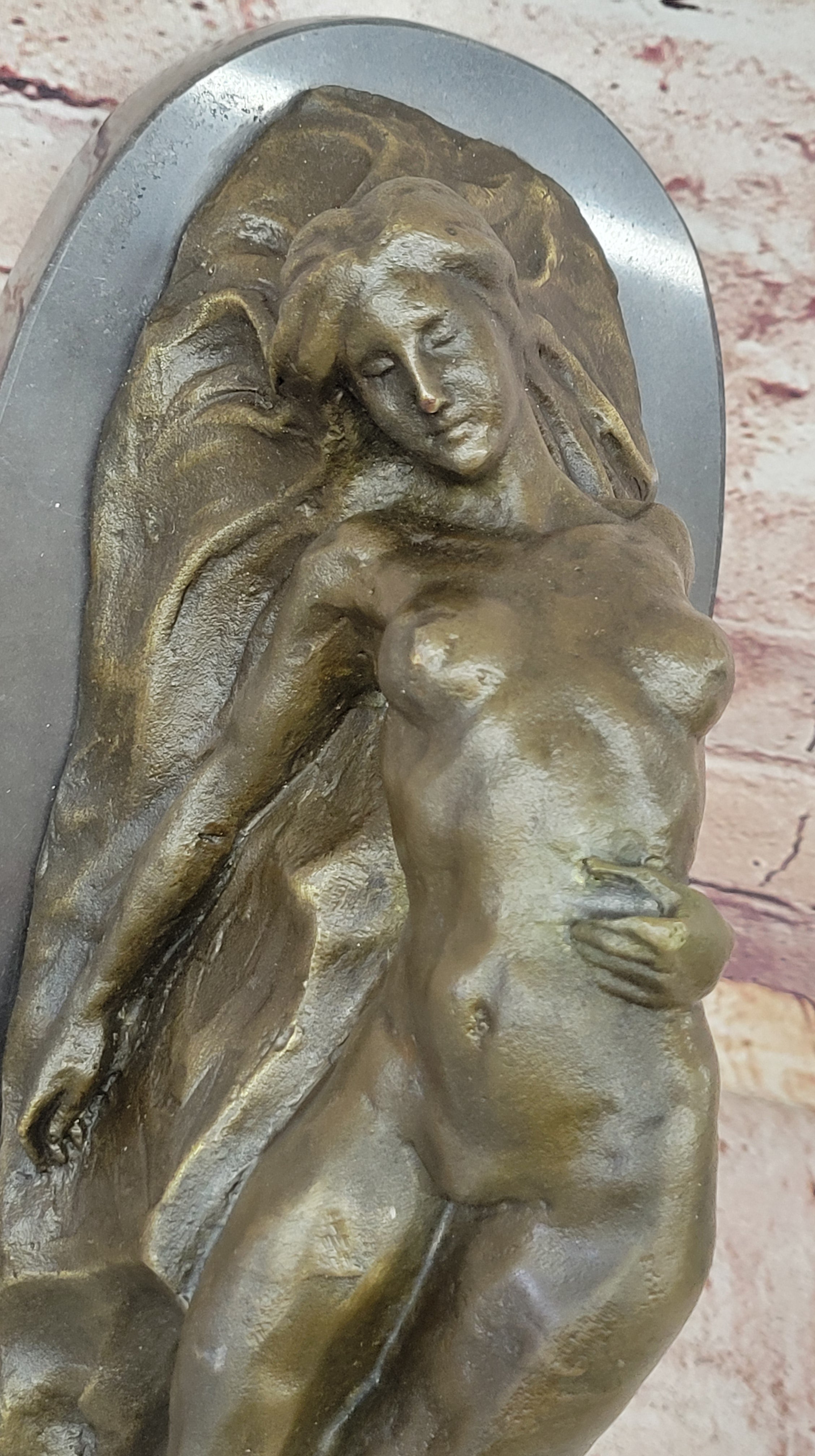 VINTAGE STYLE Modern ABSTRACT BRONZE Sculpture NUDE WOMAN ARTIST SIGNED