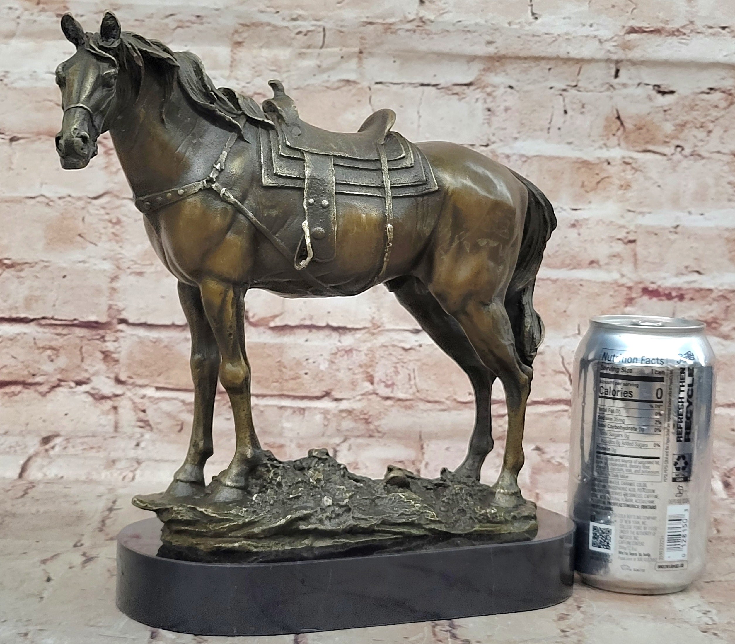 Hand Made Bronze Sculpture Staff Sgt Reckless Horse with saddle Home Decoration