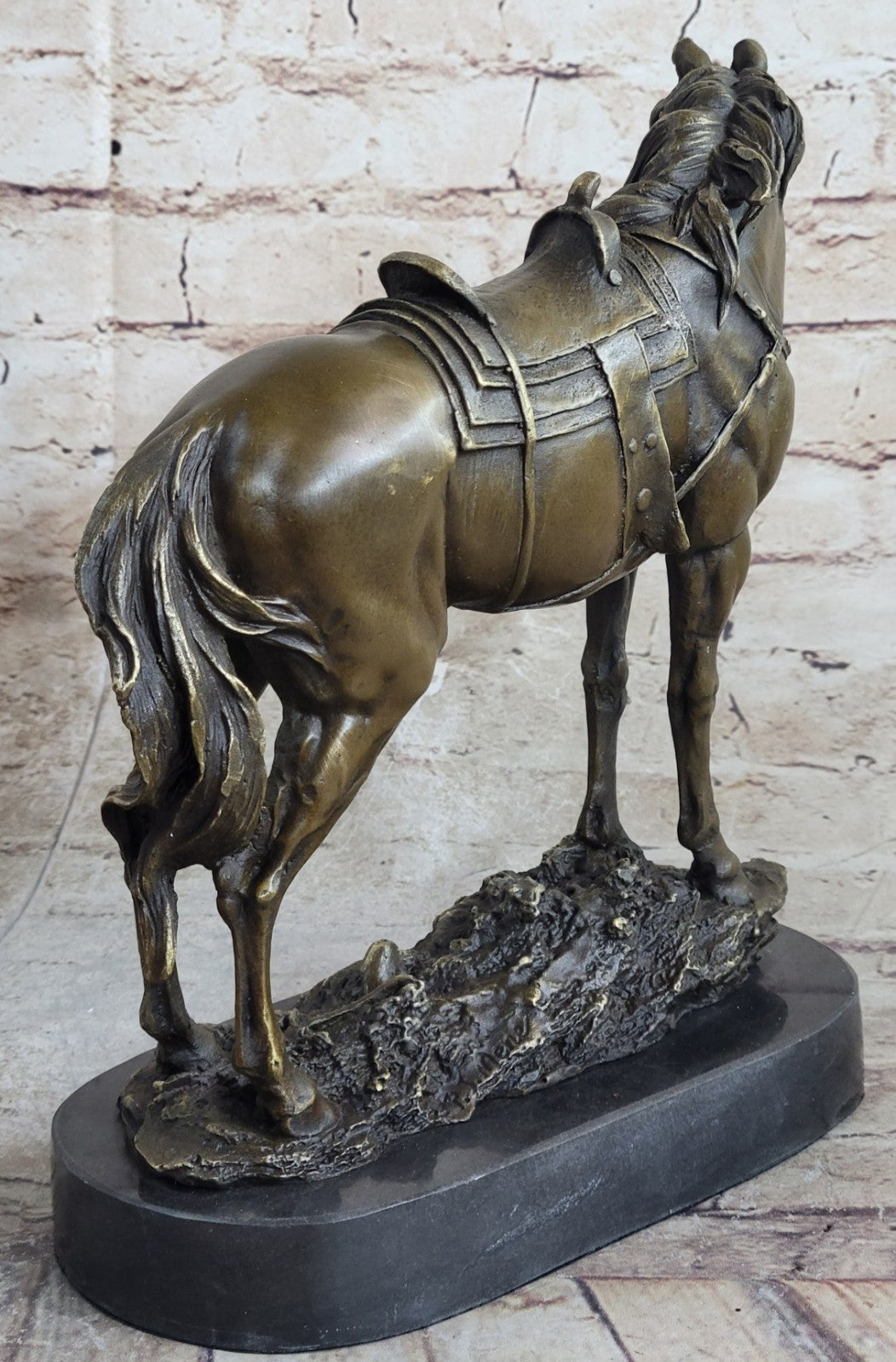 Hand Made Bronze Sculpture Staff Sgt Reckless Horse with saddle Home Decoration