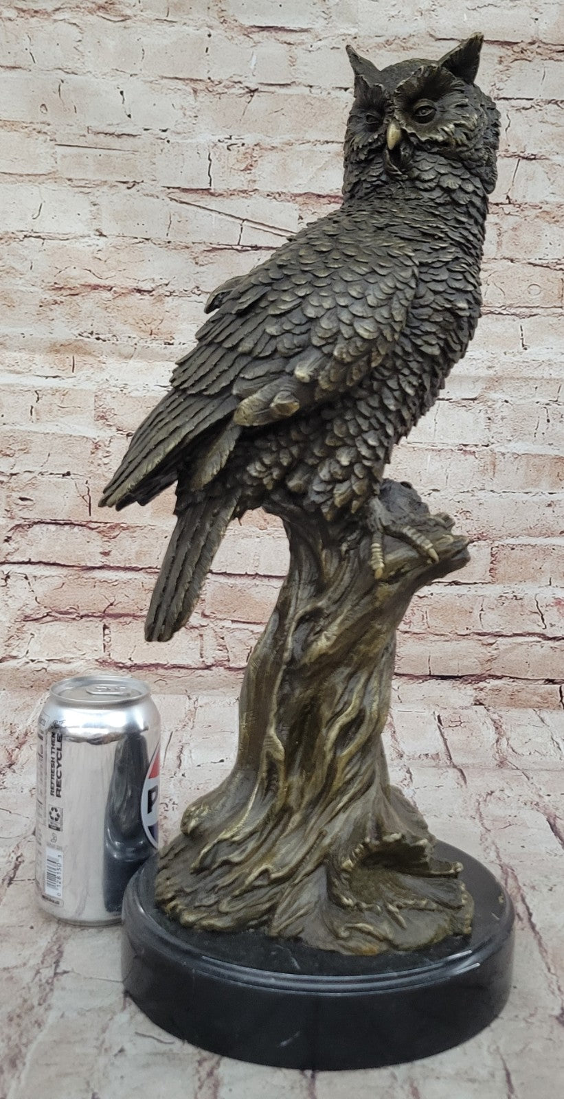 Perched Owl Hot Cast Bronze Signed Original Bronze Art Sculpture Statue Outdoor