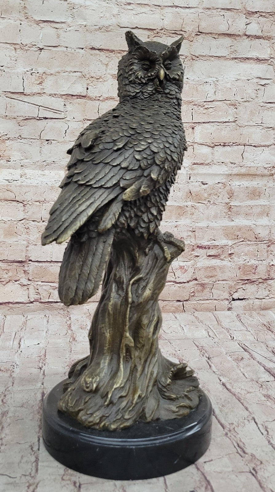Perched Owl Hot Cast Bronze Signed Original Bronze Art Sculpture Statue Outdoor