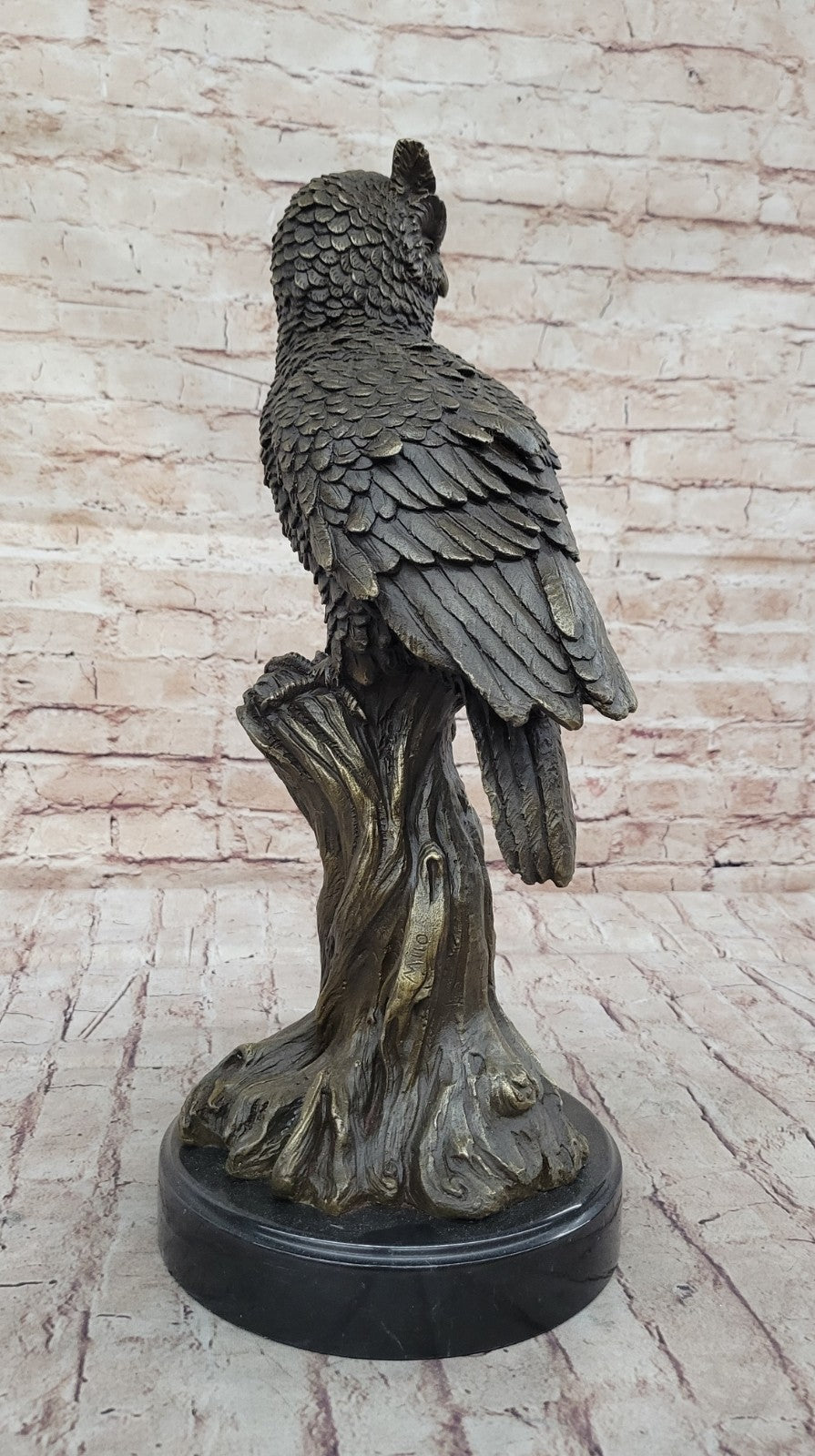 Perched Owl Hot Cast Bronze Signed Original Bronze Art Sculpture Statue Outdoor