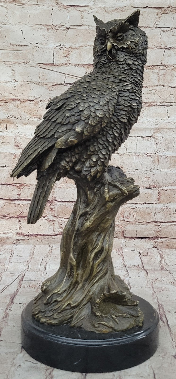 Perched Owl Hot Cast Bronze Signed Original Bronze Art Sculpture Statue Outdoor
