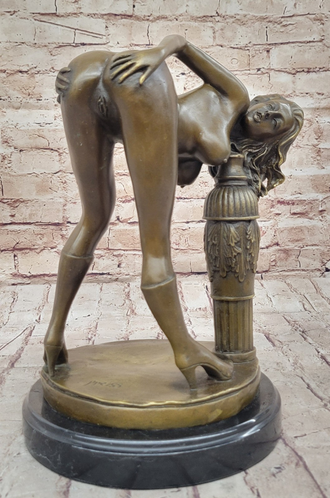 Abstract Modern Art Nude Girl Captive Bronze Sculpture Marble Base Statue Figure