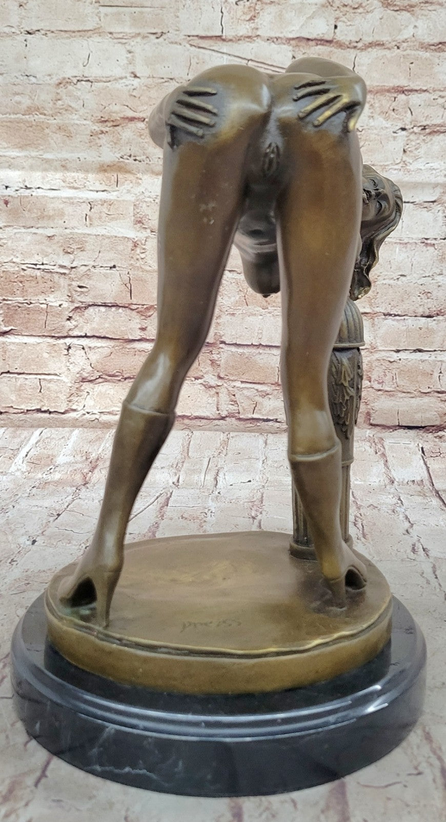 Abstract Modern Art Nude Girl Captive Bronze Sculpture Marble Base Statue Figure