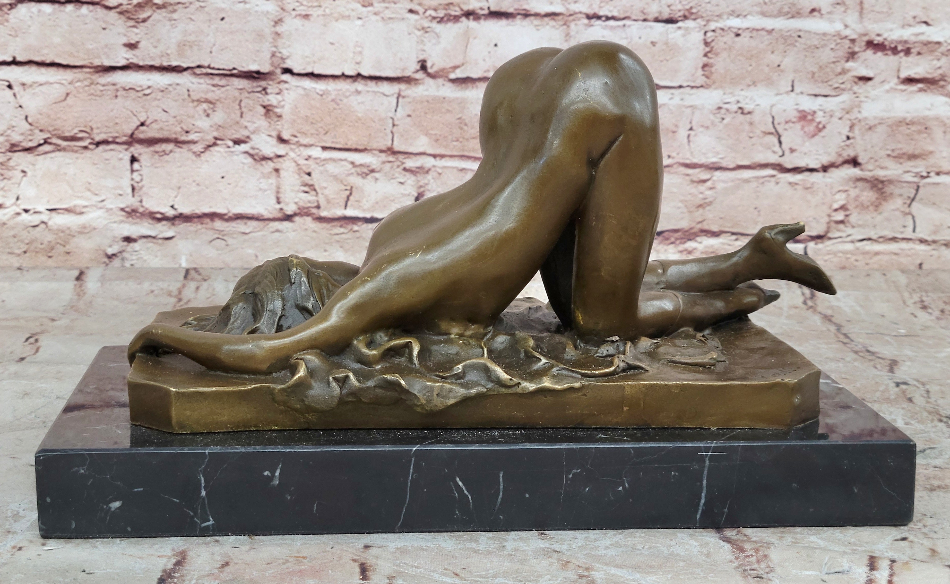 Bronze Semi Nude Erotic Sculpture Statue Art Figurine Woman Figure Fantasy Art