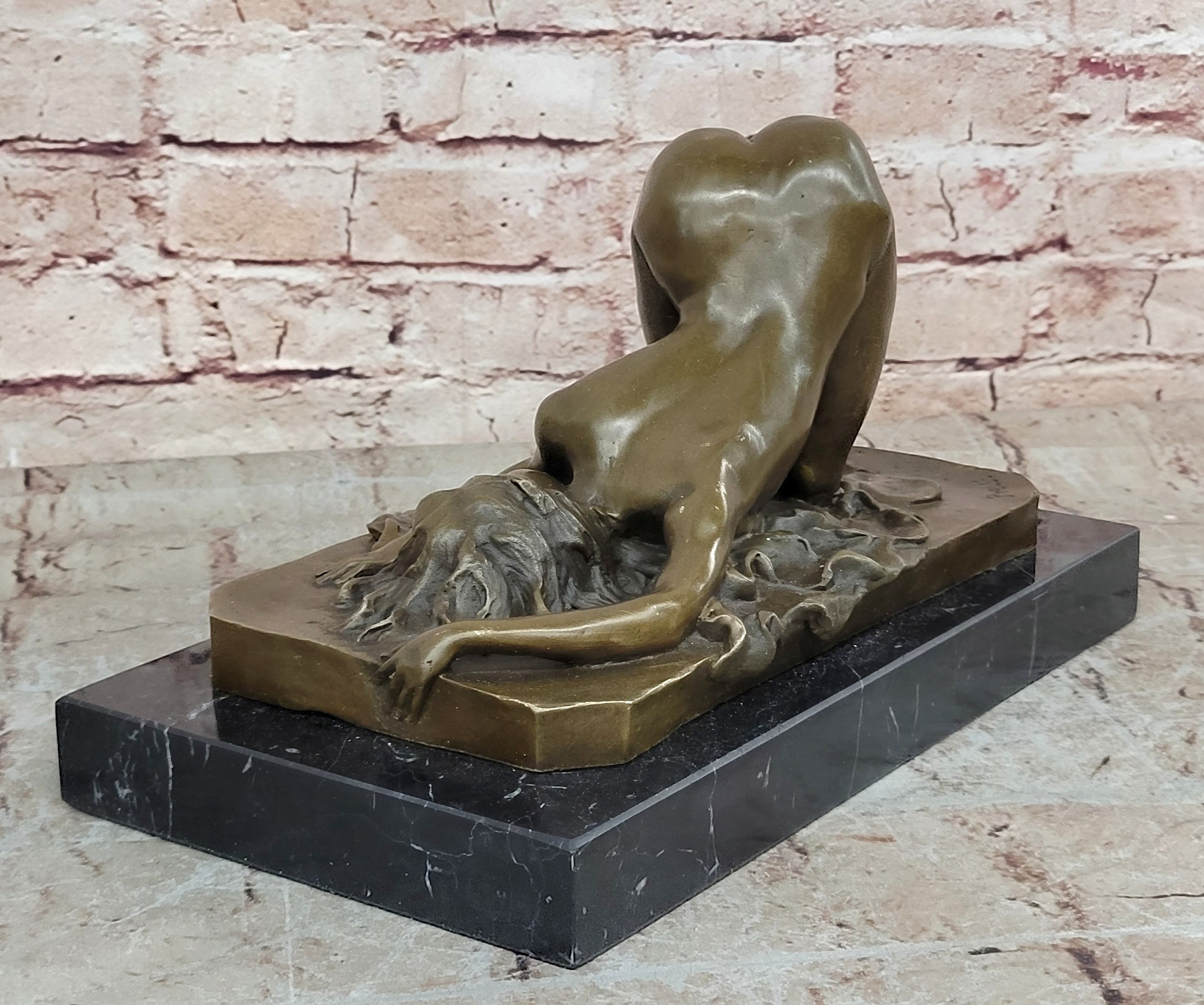 Bronze Semi Nude Erotic Sculpture Statue Art Figurine Woman Figure Fantasy Art