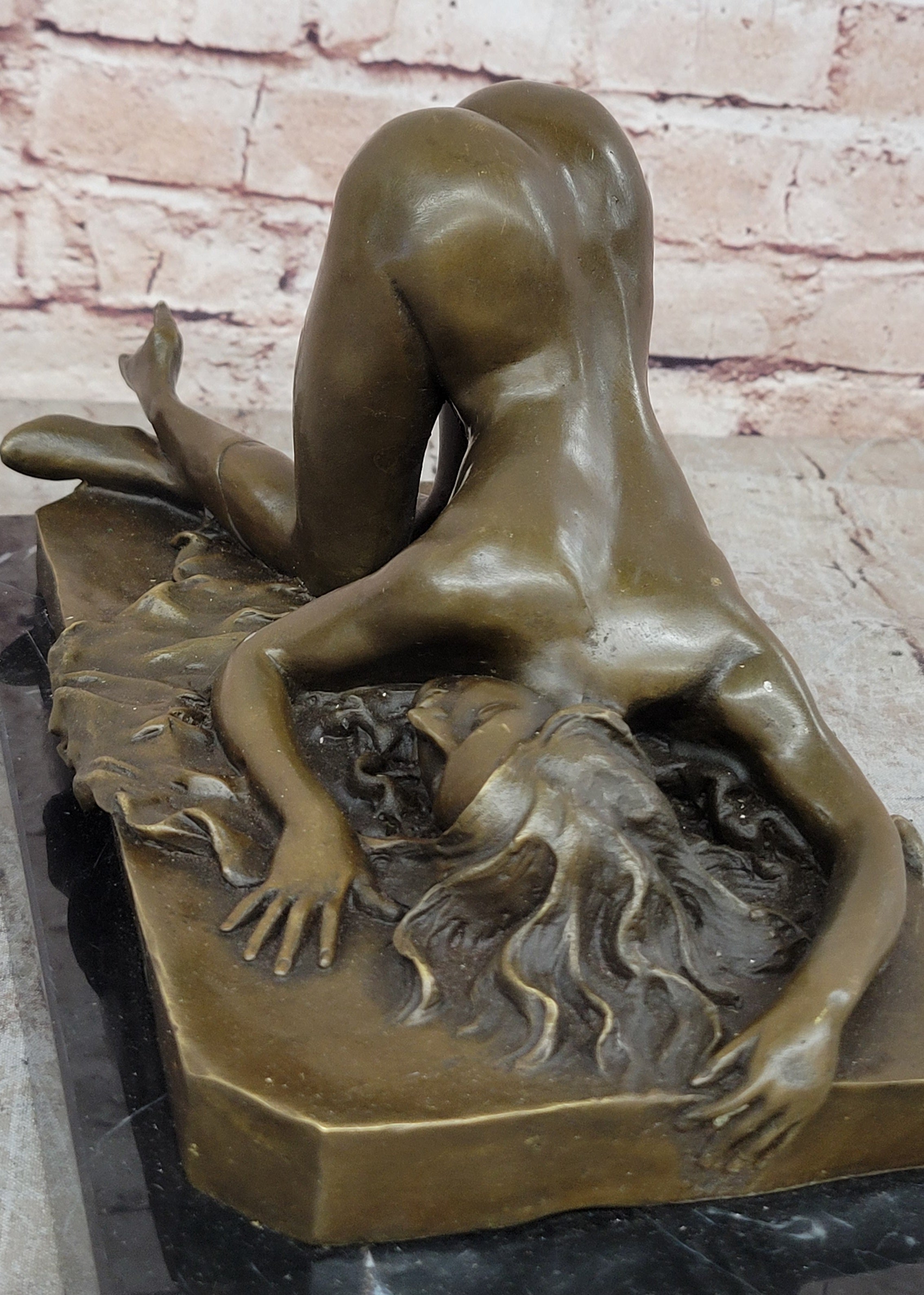 Bronze Semi Nude Erotic Sculpture Statue Art Figurine Woman Figure Fantasy Art