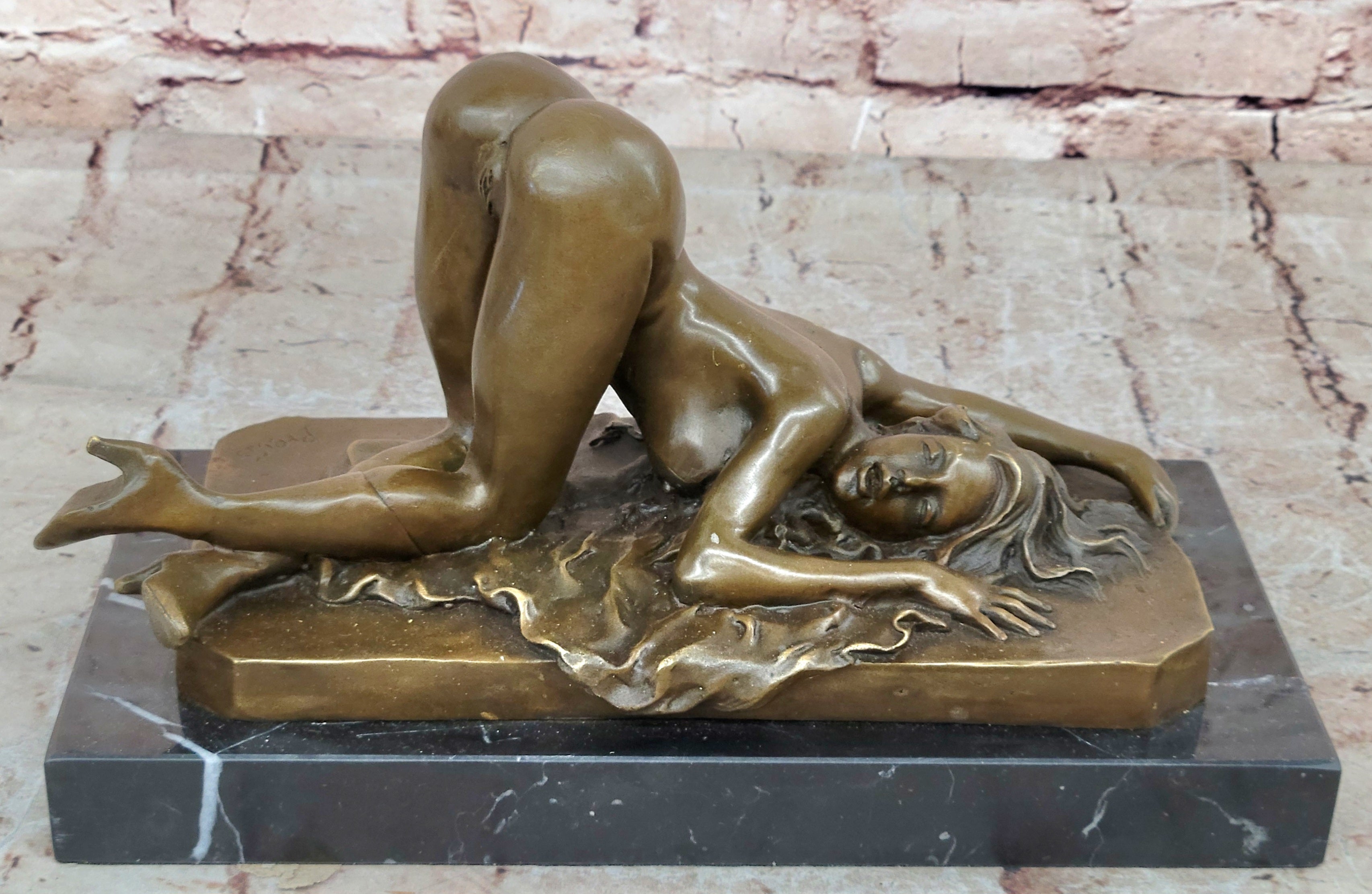 Bronze Semi Nude Erotic Sculpture Statue Art Figurine Woman Figure Fantasy Art