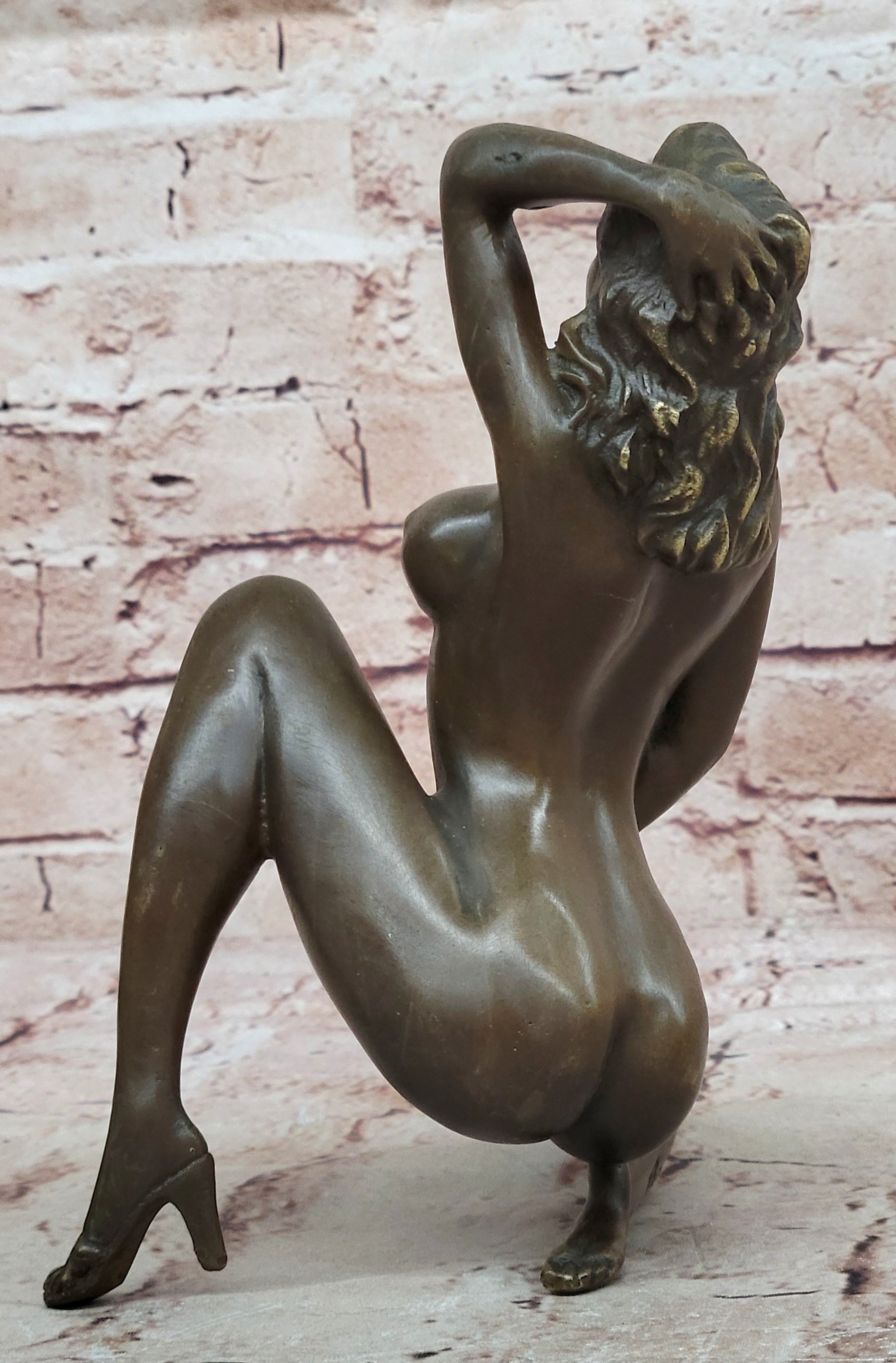 Bronze Naked Girl Statue Kneeling Nude Woman Sculptures Mens Dorm Decor Figurine