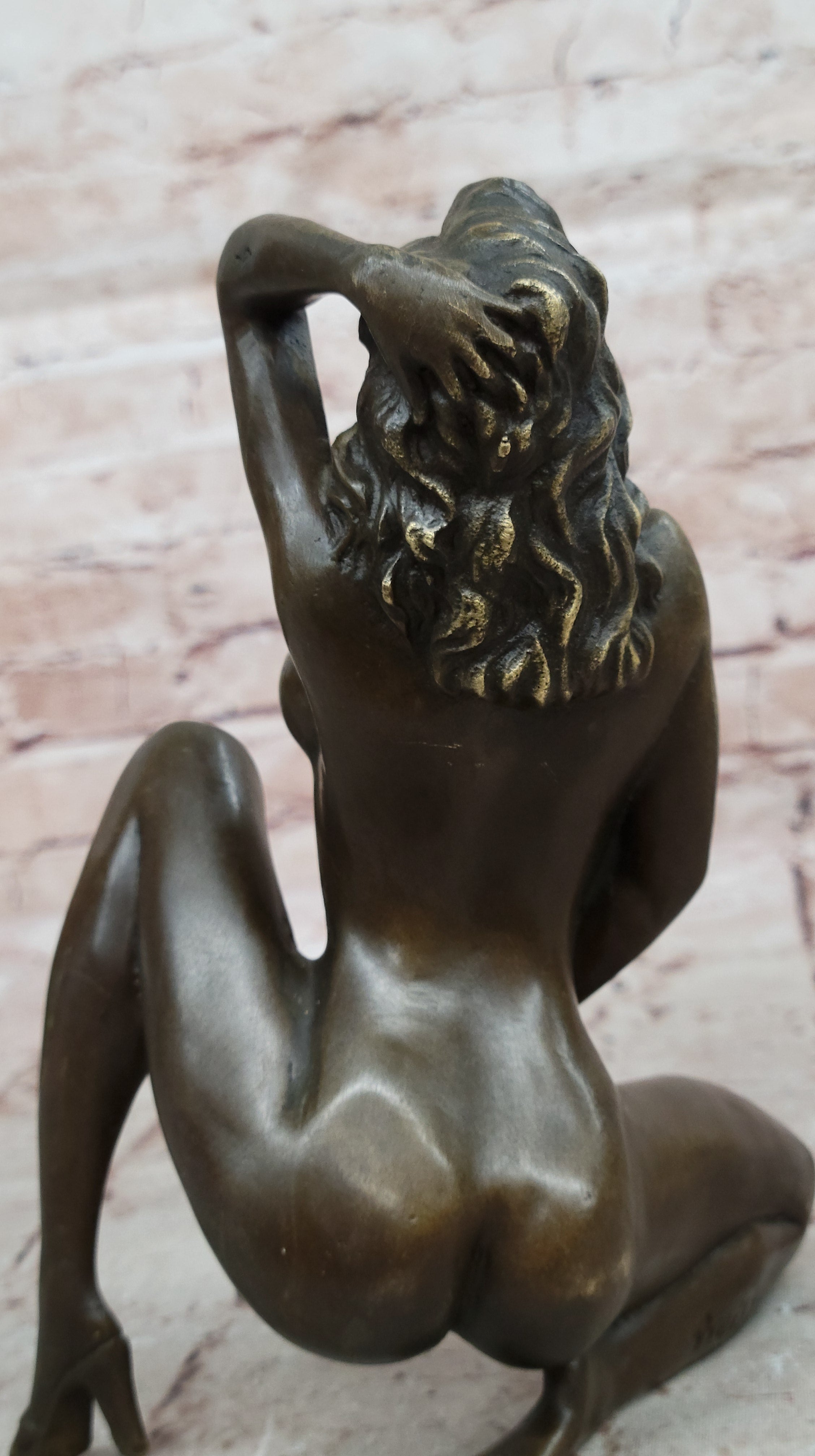 Bronze Naked Girl Statue Kneeling Nude Woman Sculptures Mens Dorm Decor Figurine