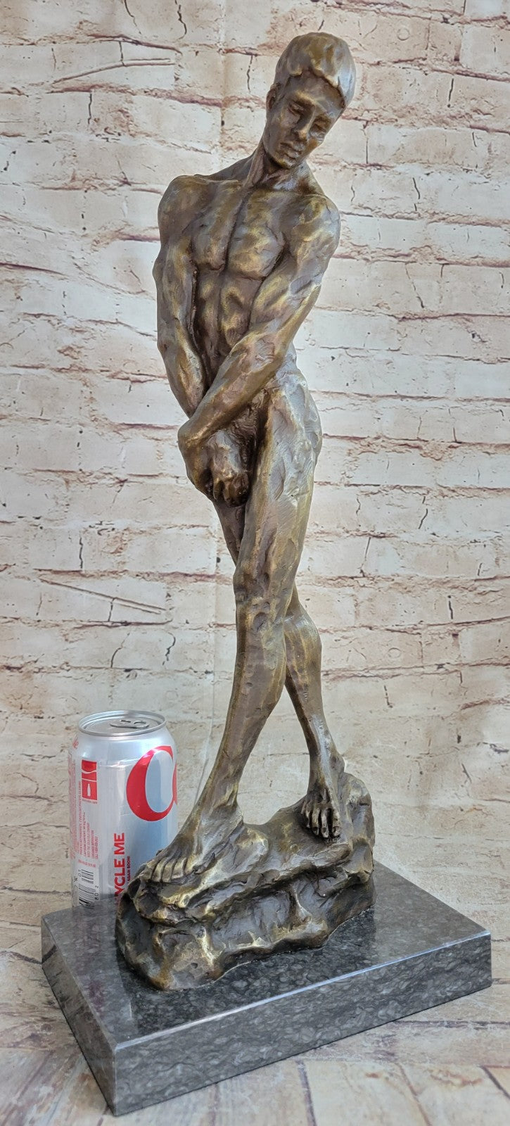 Bronze Sculpture A Cast , Adam, By Auguste Rodin Figurine Statue Nude Decor