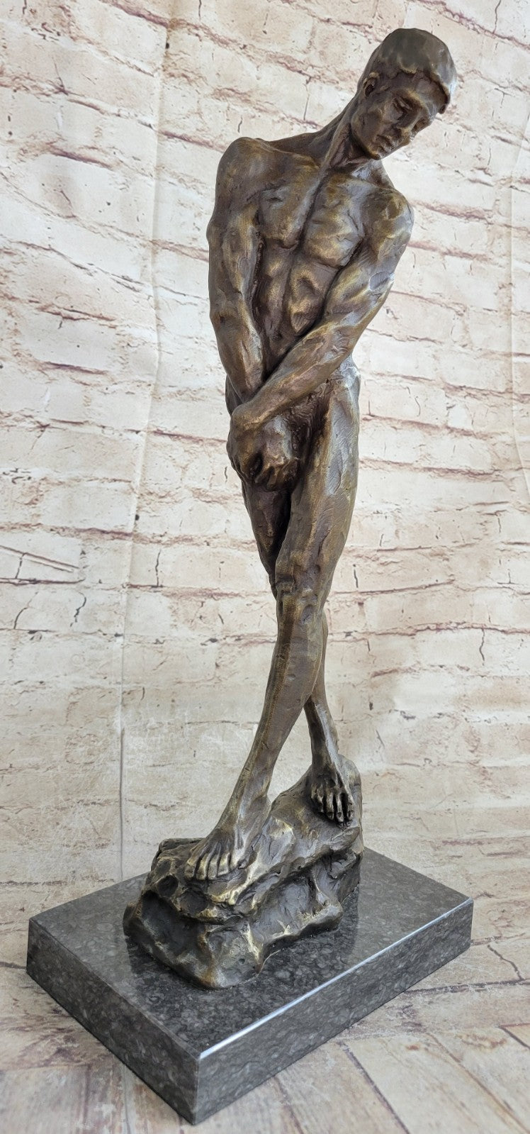 Bronze Sculpture A Cast , Adam, By Auguste Rodin Figurine Statue Nude Decor