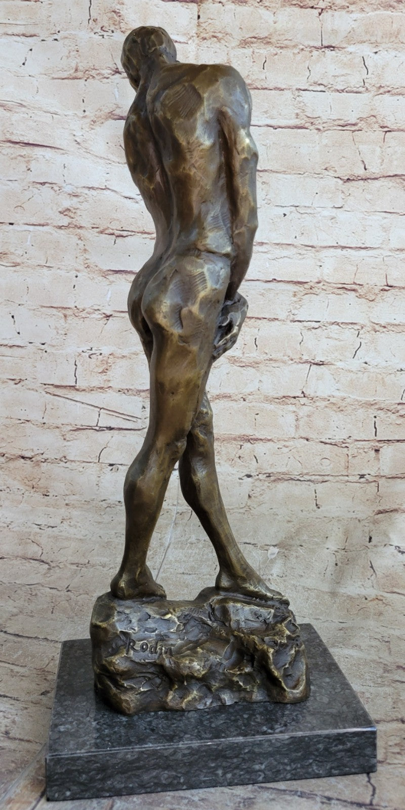 Bronze Sculpture A Cast , Adam, By Auguste Rodin Figurine Statue Nude Decor