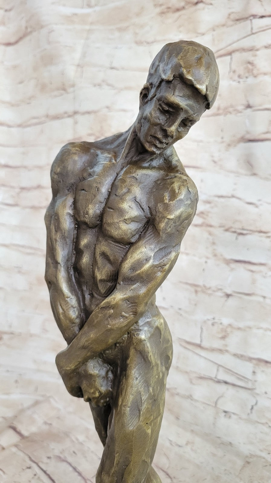Bronze Sculpture A Cast , Adam, By Auguste Rodin Figurine Statue Nude Decor
