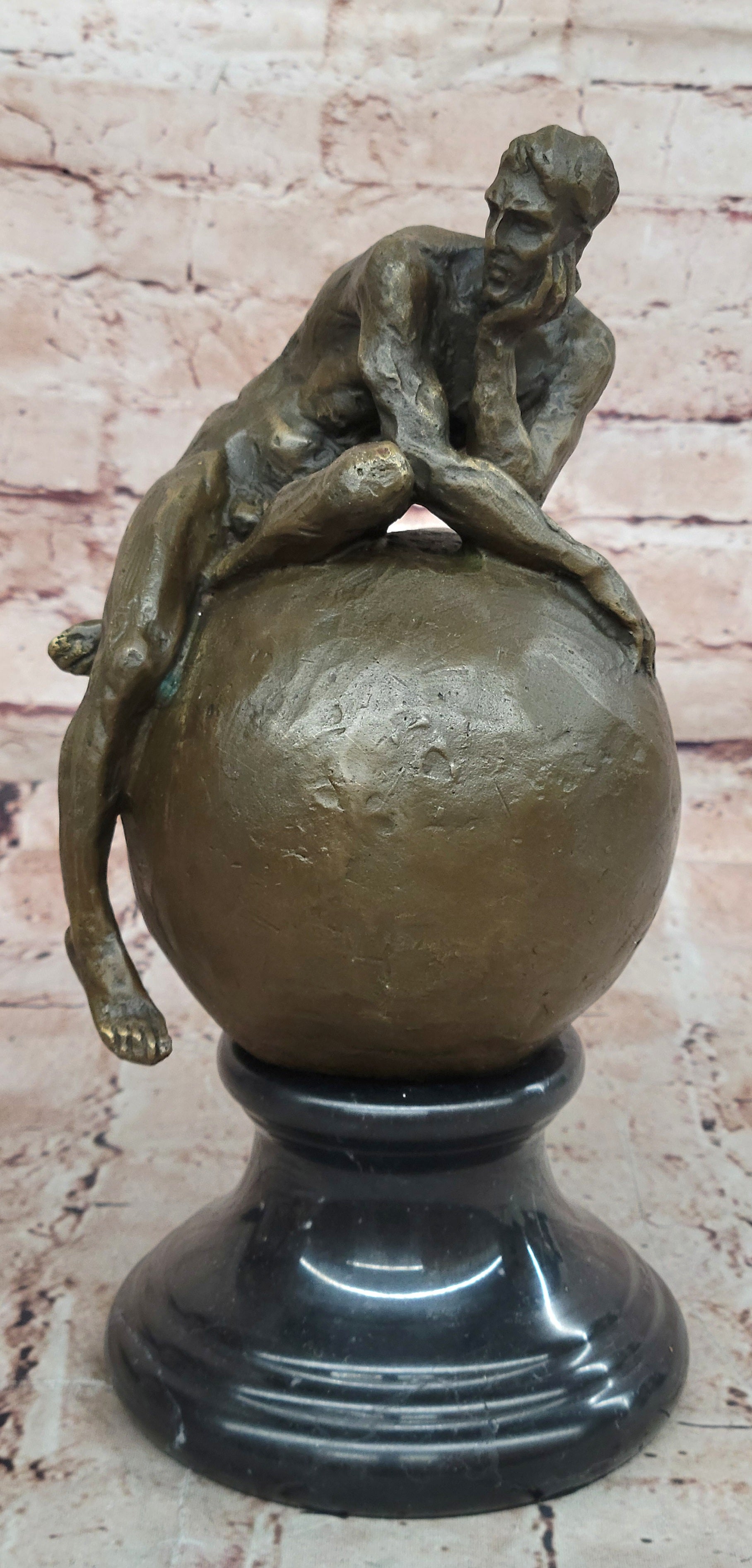 Nude Male Figure Partner Athlete Husband Wedding Gift Bronze Art Marble Statue