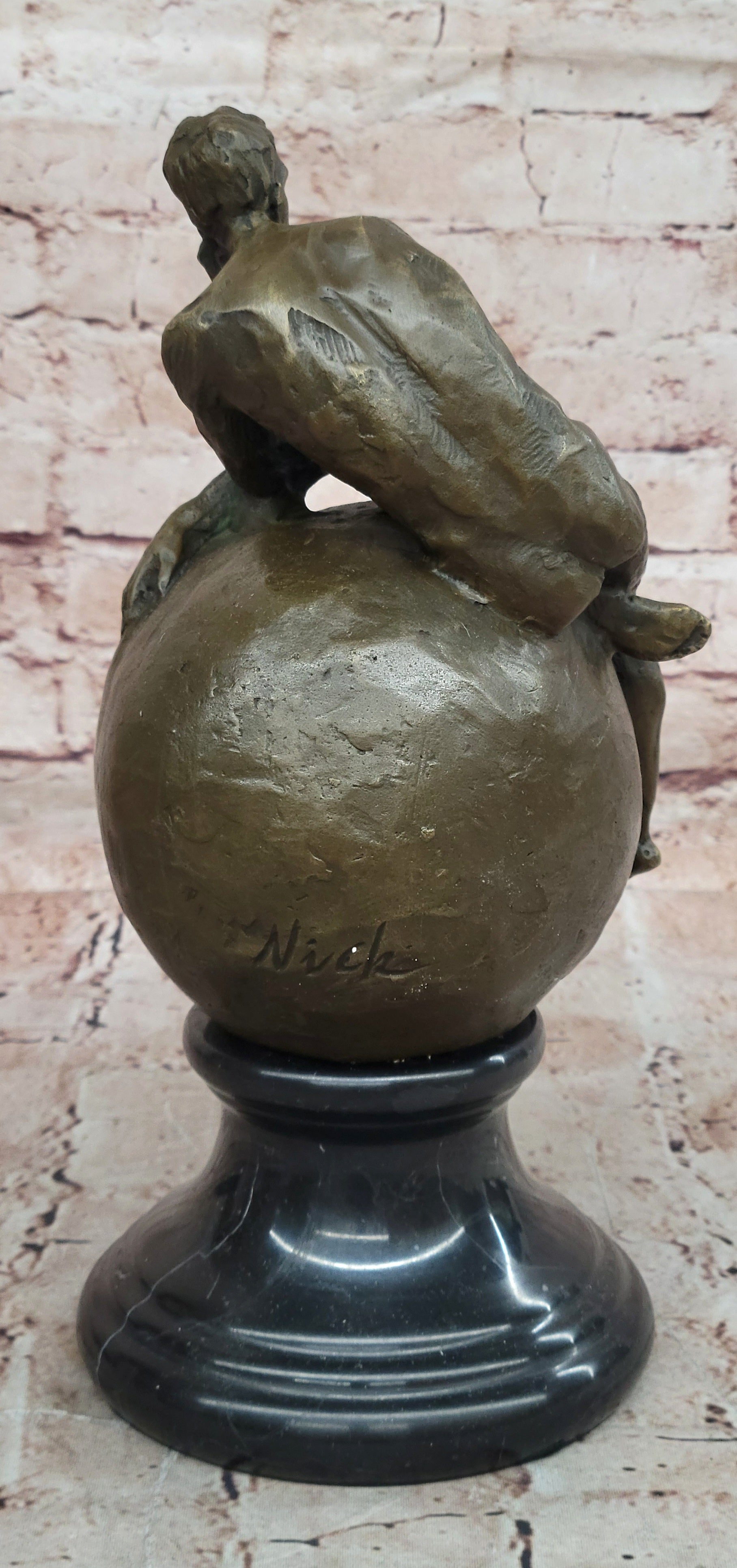 Nude Male Figure Partner Athlete Husband Wedding Gift Bronze Art Marble Statue