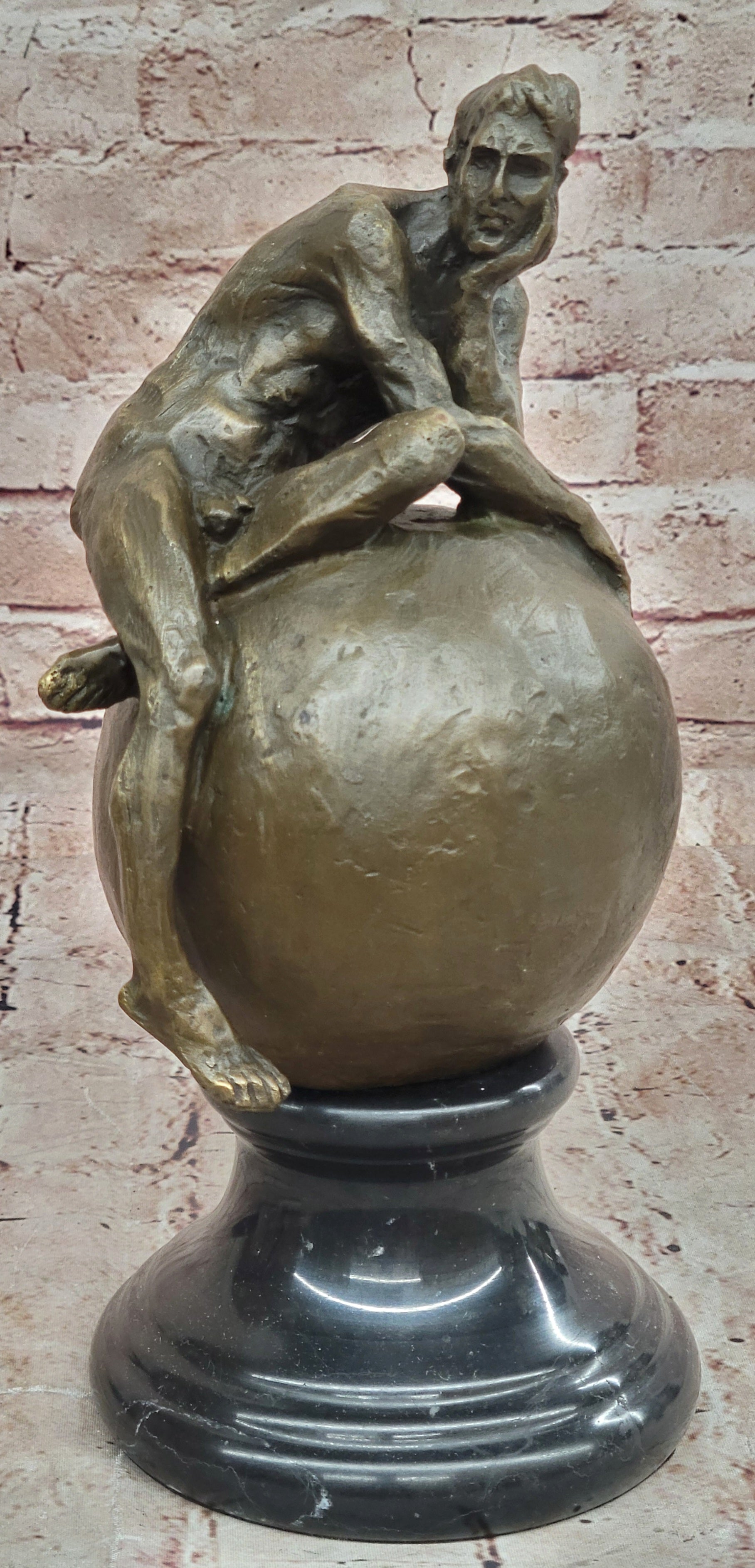 Nude Male Figure Partner Athlete Husband Wedding Gift Bronze Art Marble Statue