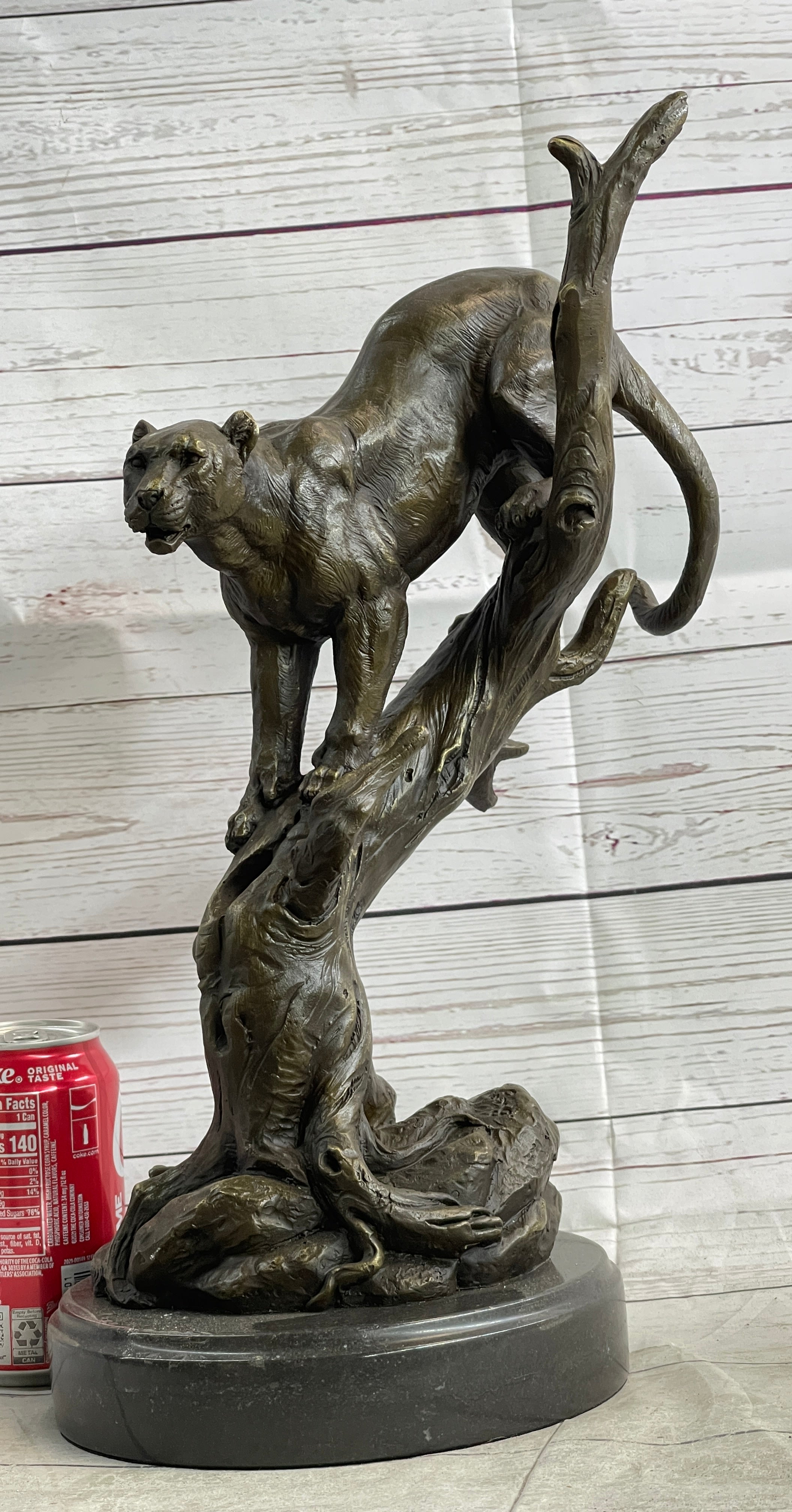 Buy Large Bronze Lion Panther Tiger Puma Cougar Big Cat Sculpture – Majestic African Art for Home or Office