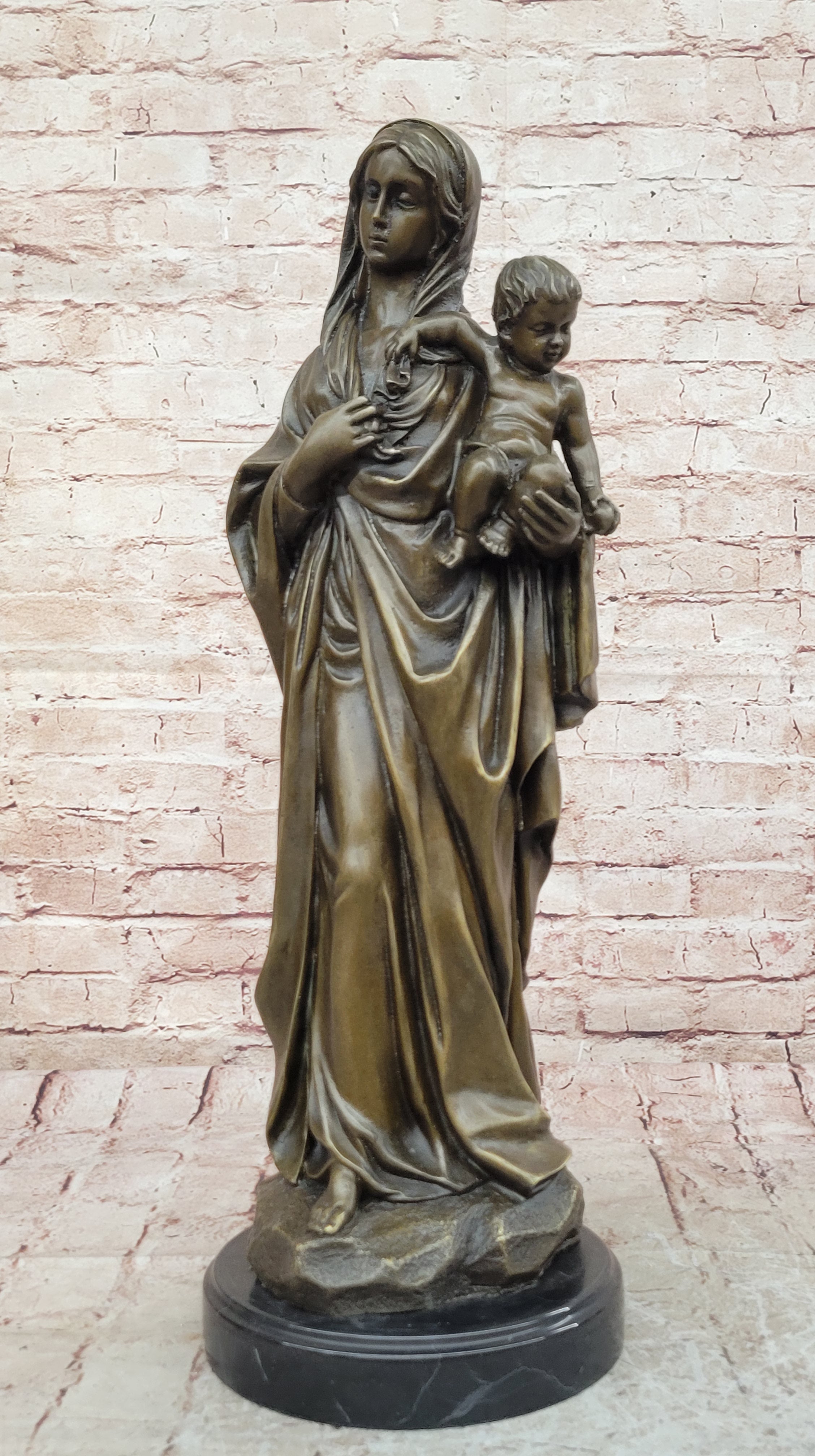 Mother Madonna With Baby Jesus Art Bronze Sculpture Statue Figurine Figure Sale