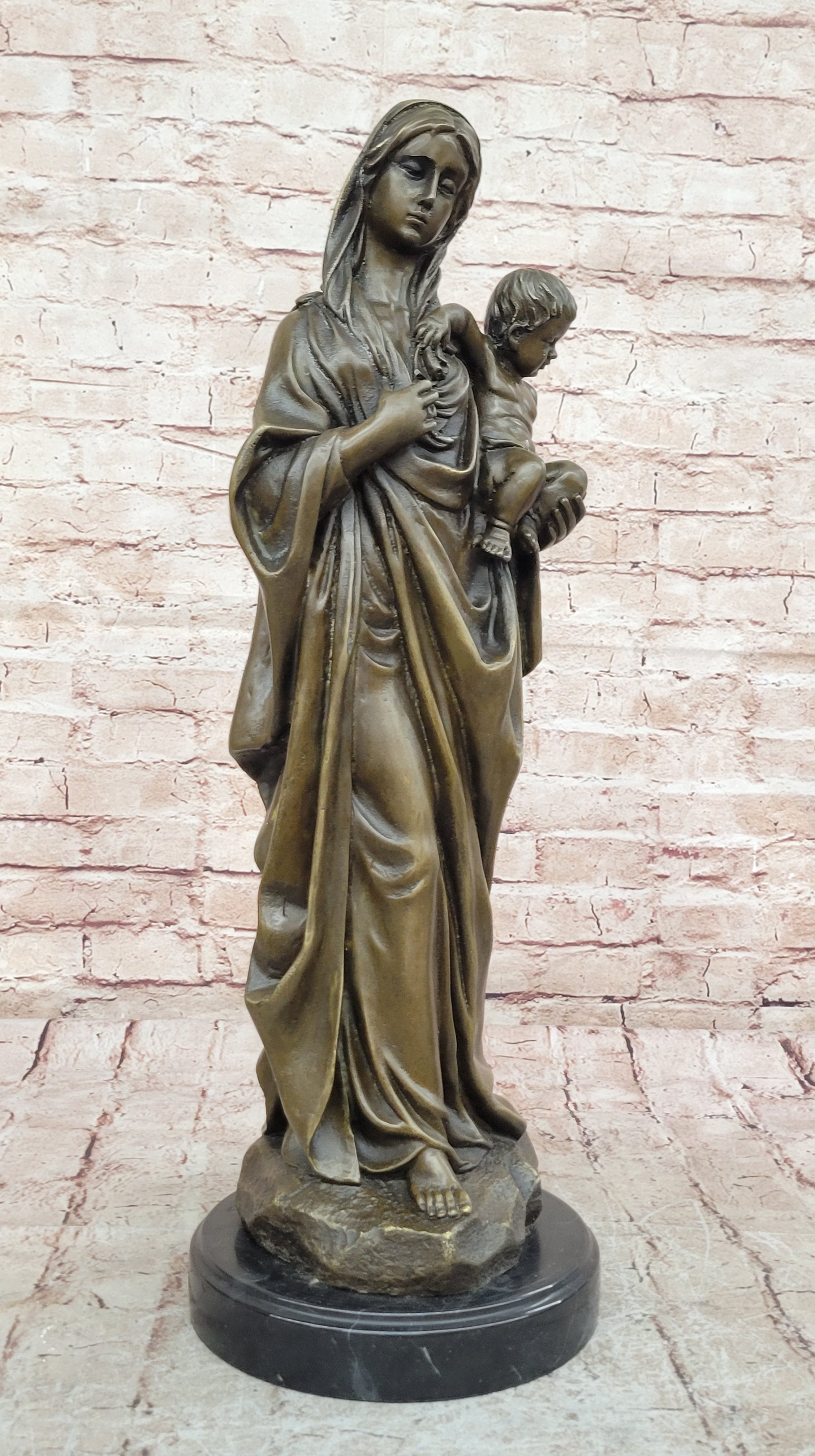 Mother Madonna With Baby Jesus Art Bronze Sculpture Statue Figurine Figure Sale