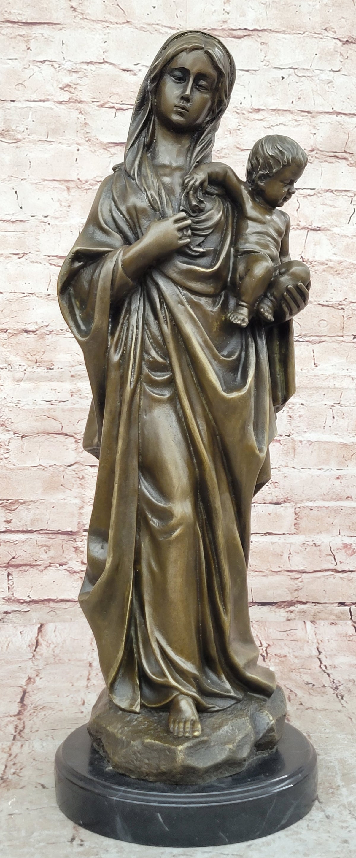 Mother Madonna With Baby Jesus Art Bronze Sculpture Statue Figurine Figure Sale
