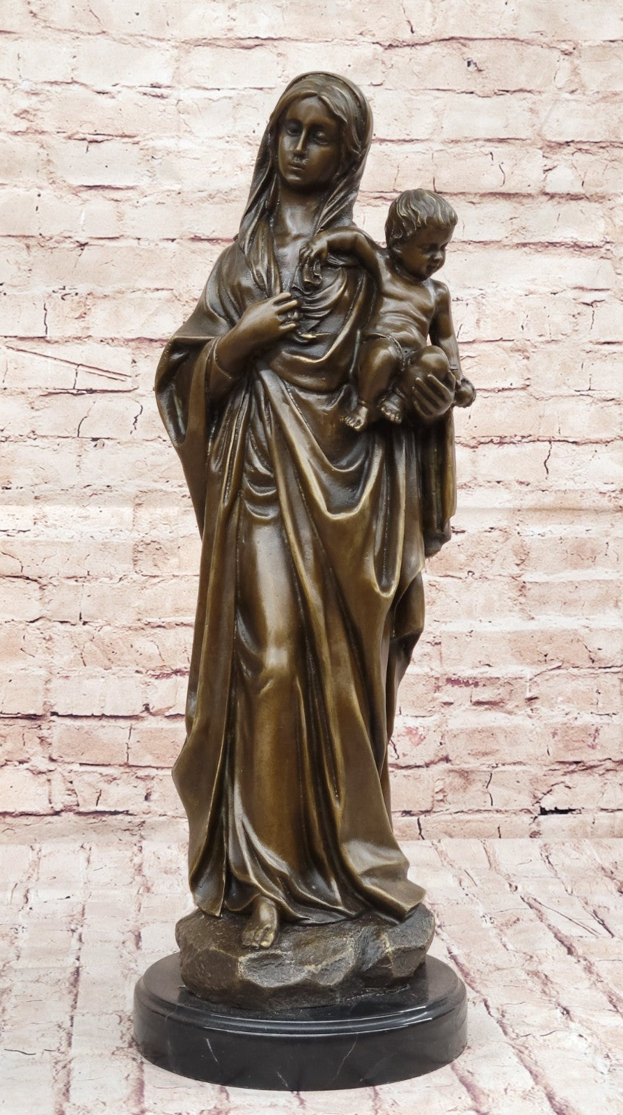 Mother Madonna With Baby Jesus Art Bronze Sculpture Statue Figurine Figure Sale