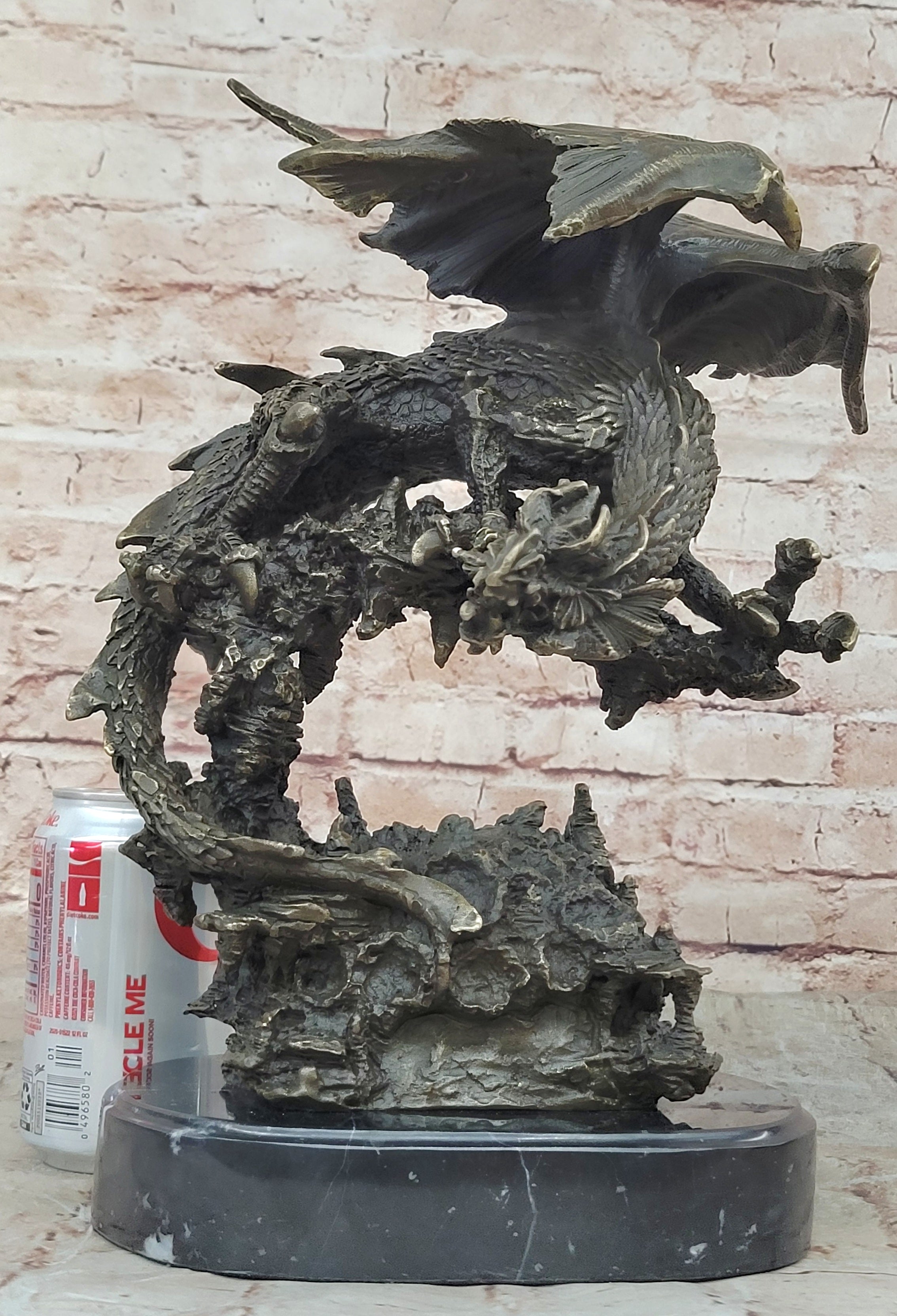 Handcrafted bronze sculpture SALE Dragon Flying Mythical Original Signed *