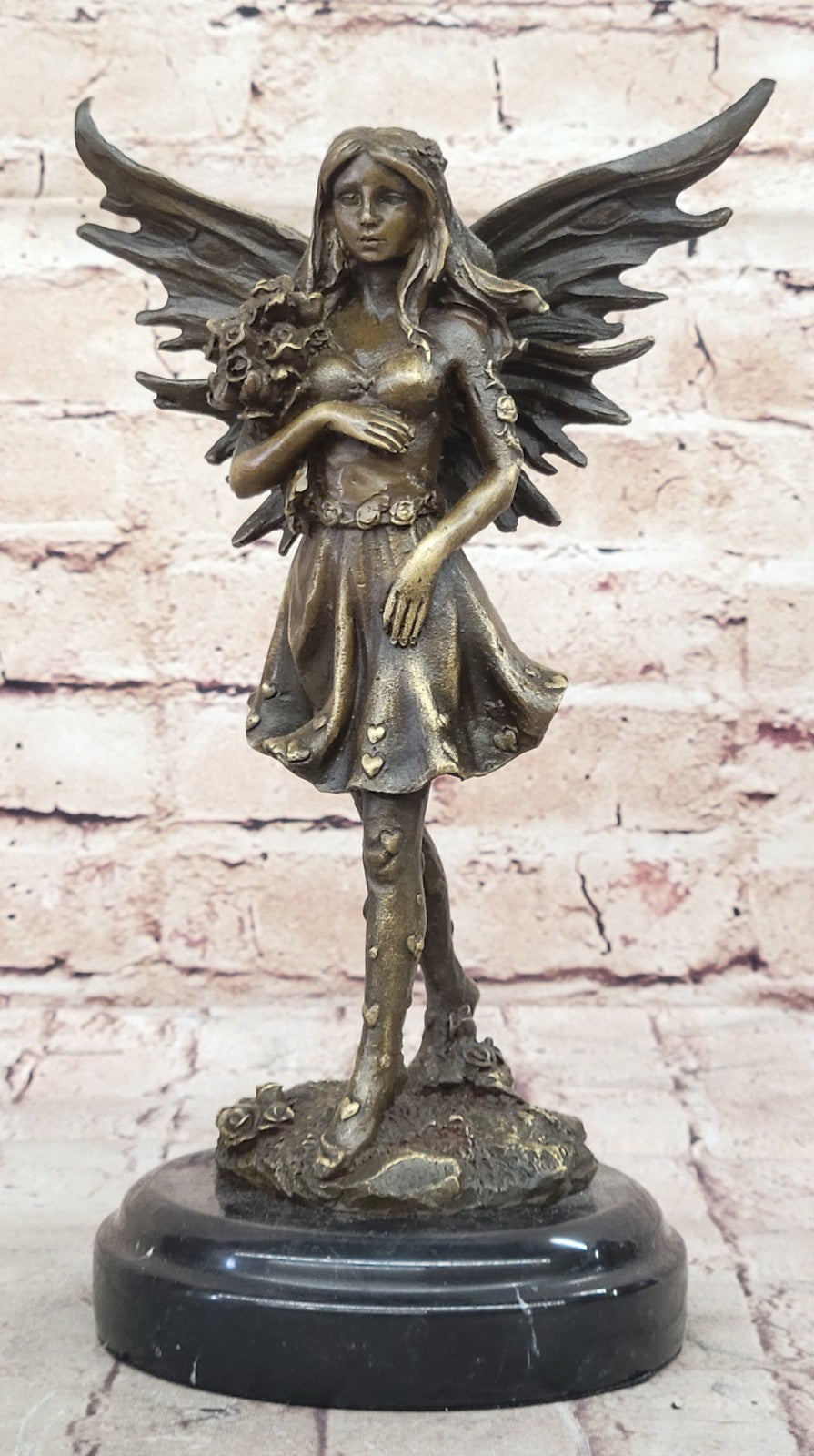 Handcrafted bronze sculpture SALE Holding Love Of Angel Patou Original Signed *