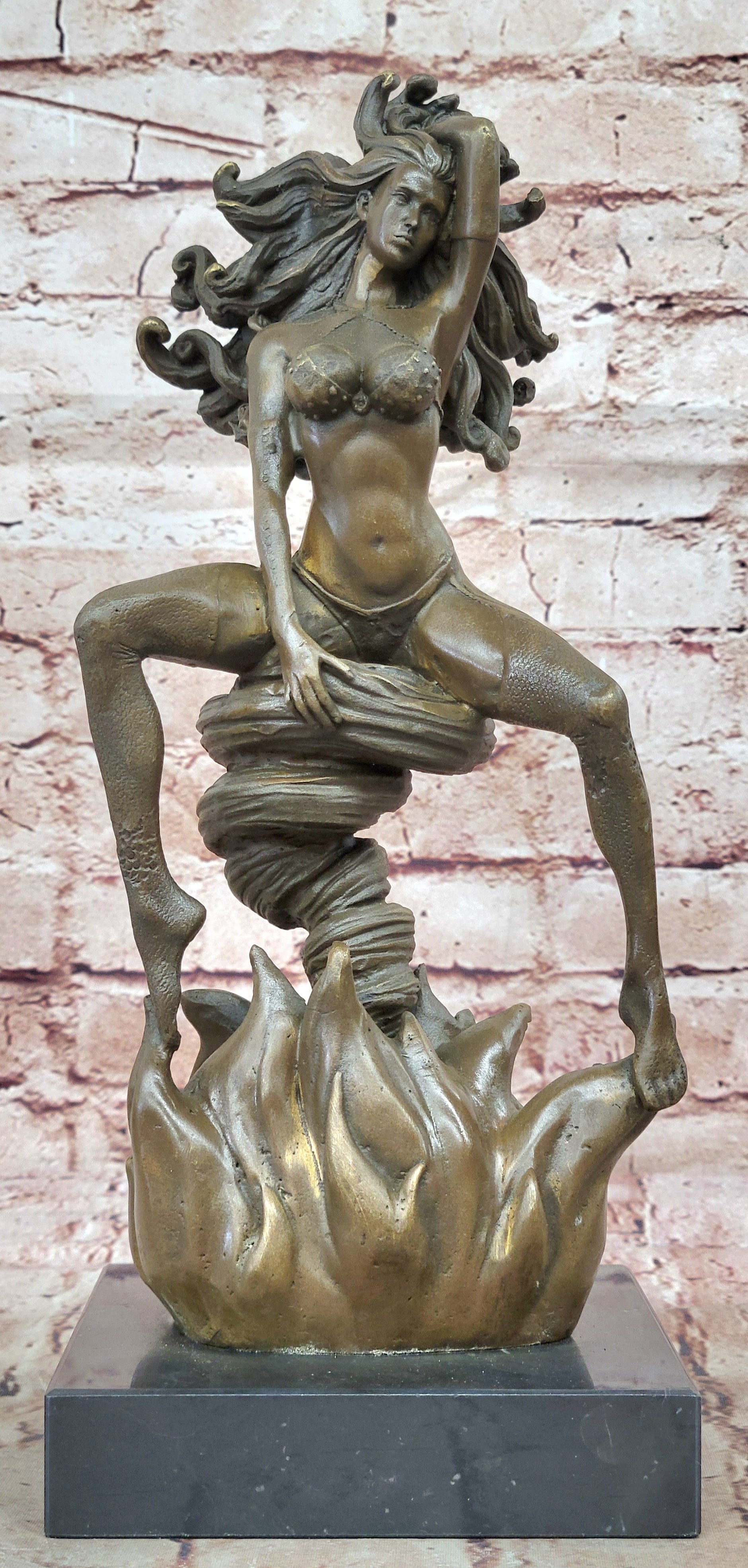 MEDUSA Mythical Snake Lady Style Nude Female Sculpture Naked Statue Bronze Decor
