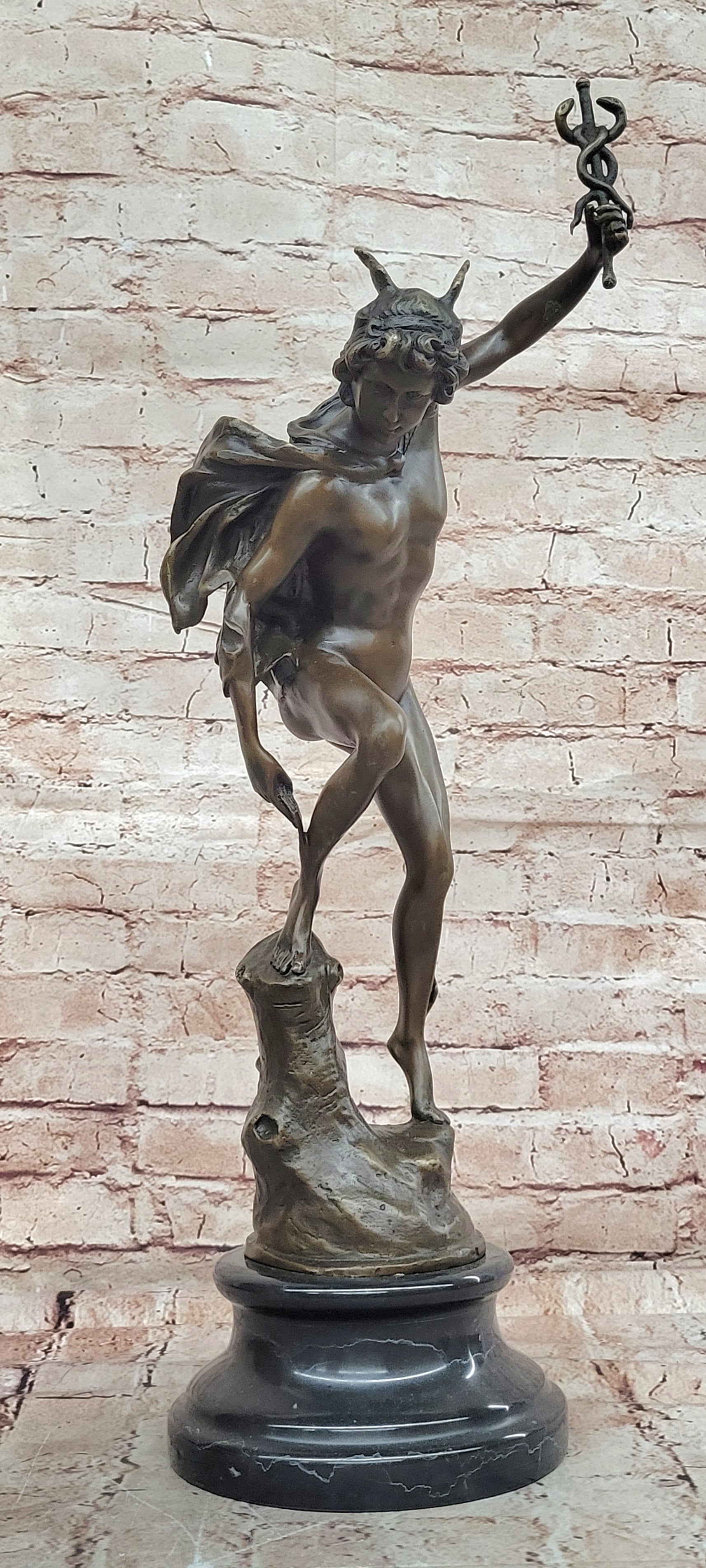 Statue Sculpture Mercury Art Deco Style Art Nouveau Style Bronze Signed Figurine