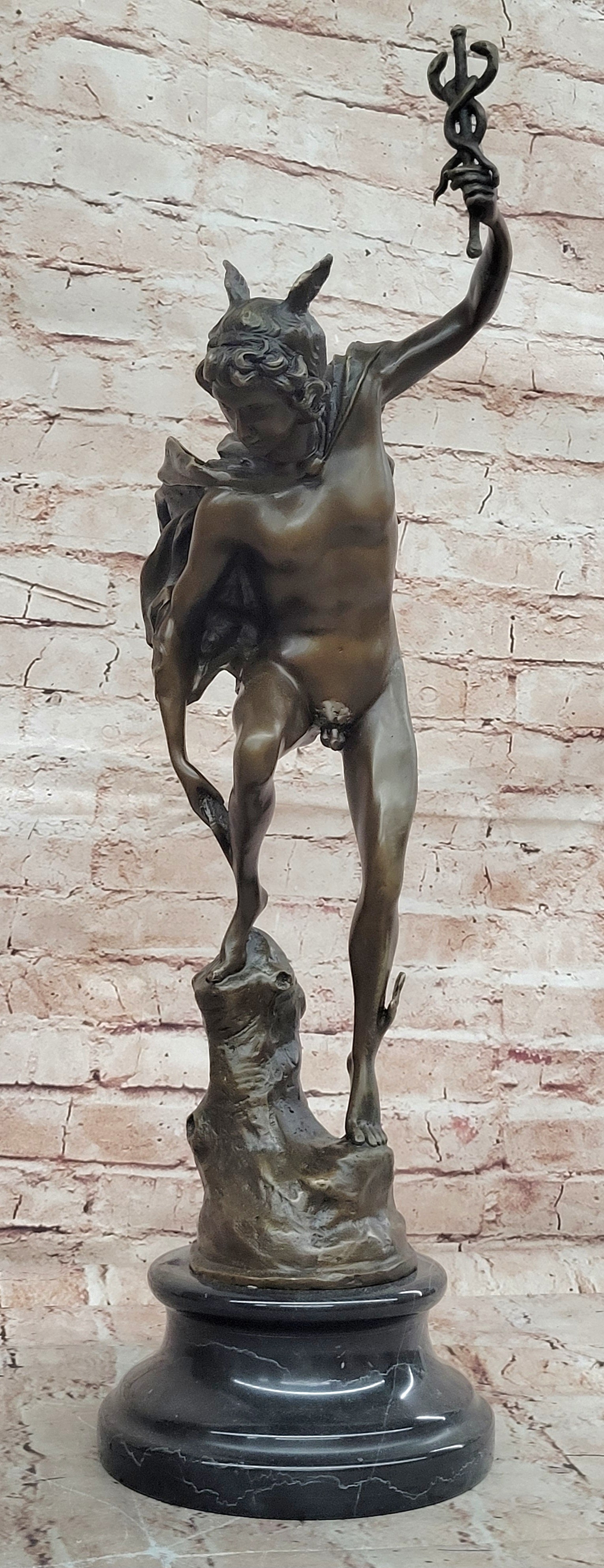 Statue Sculpture Mercury Art Deco Style Art Nouveau Style Bronze Signed Figurine