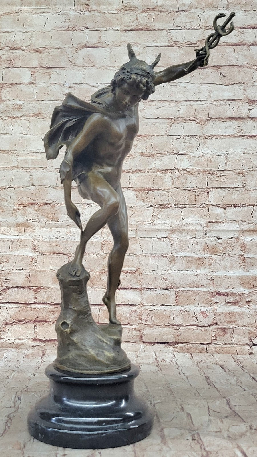 Statue Sculpture Mercury Art Deco Style Art Nouveau Style Bronze Signed Figurine