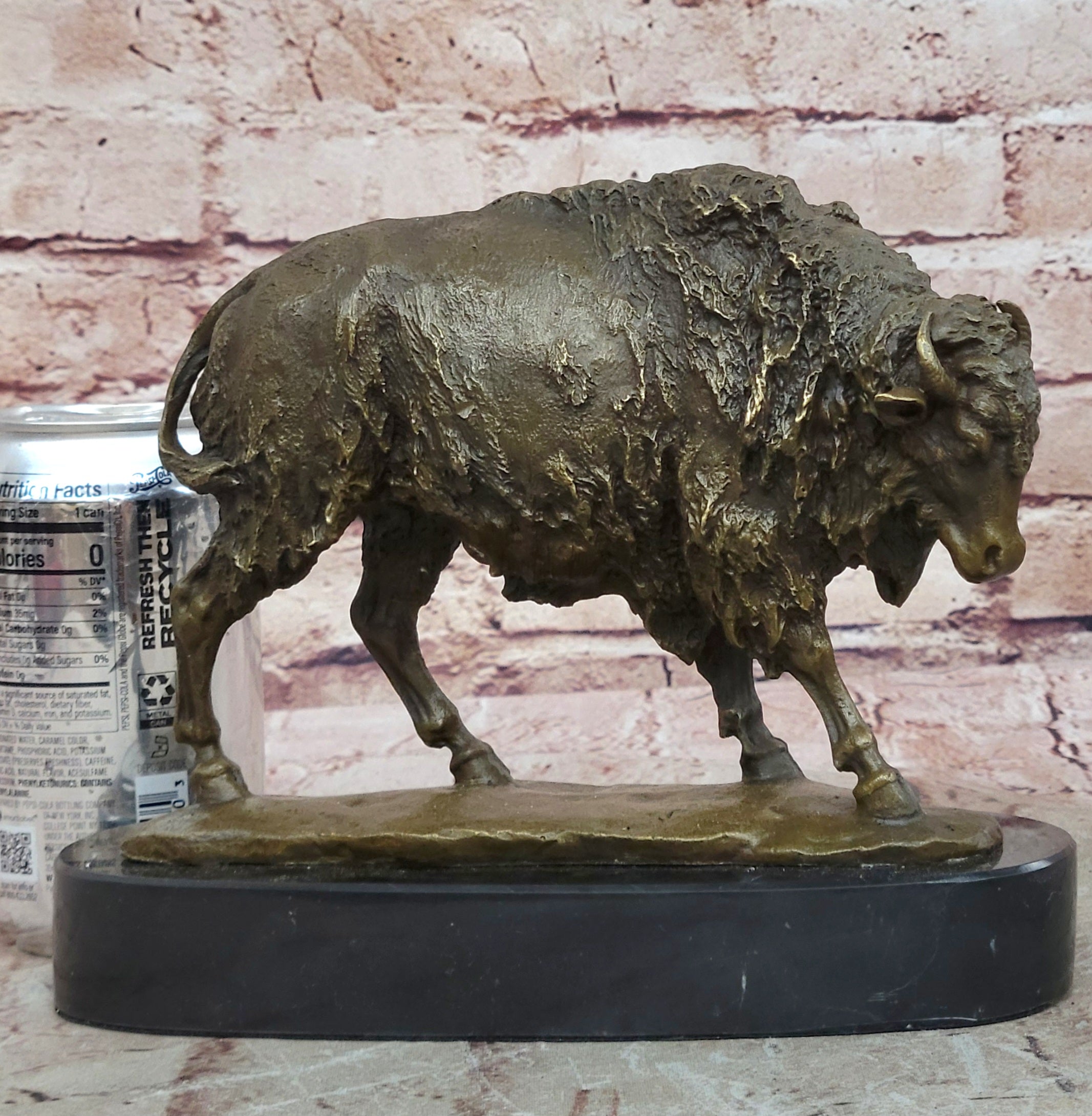 Handcrafted bronze sculpture SALE Marble Artwork Western Bison Buffalo American