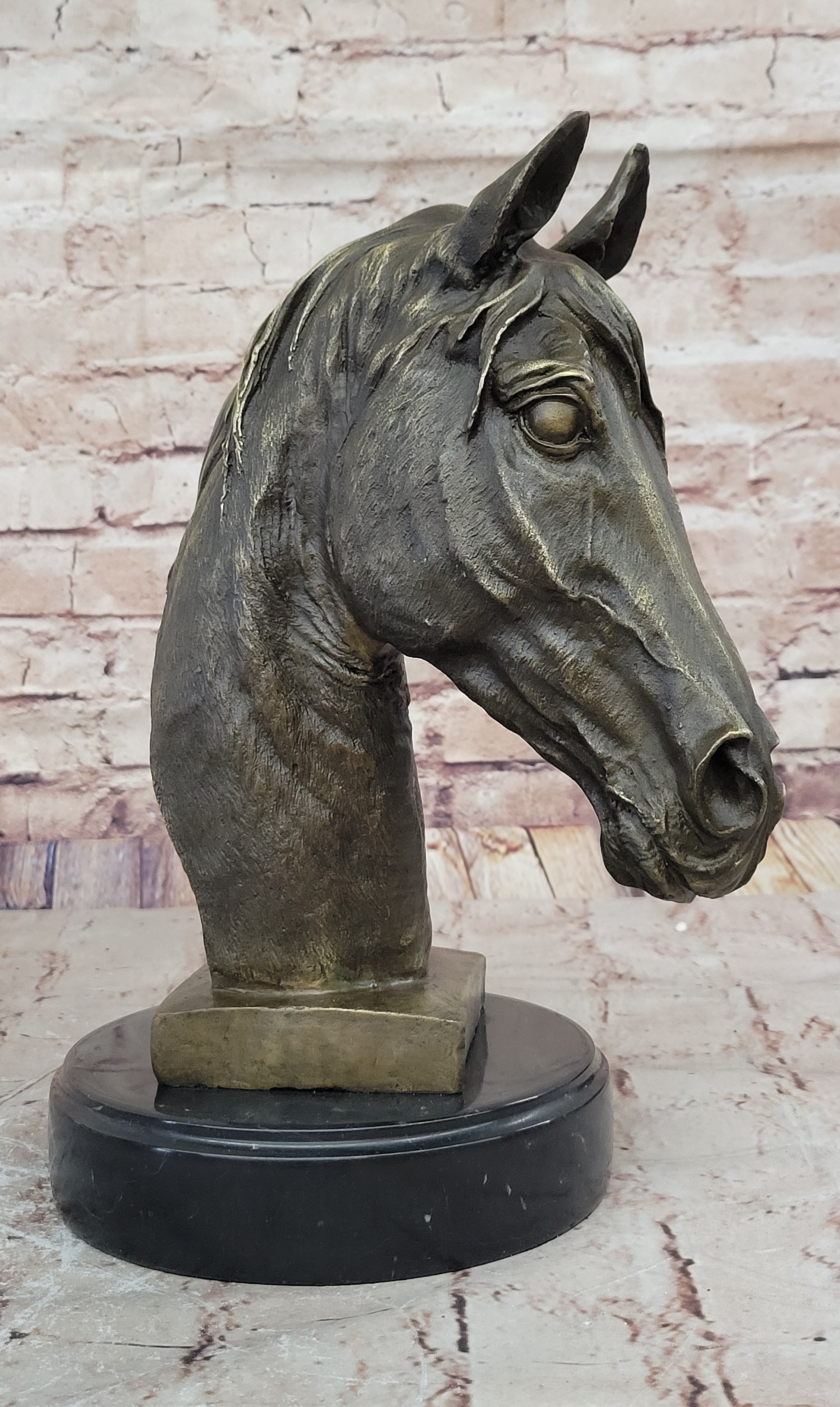 Handcrafted bronze sculpture SALE Head Horse Bust Unique Barye Signed Figurine