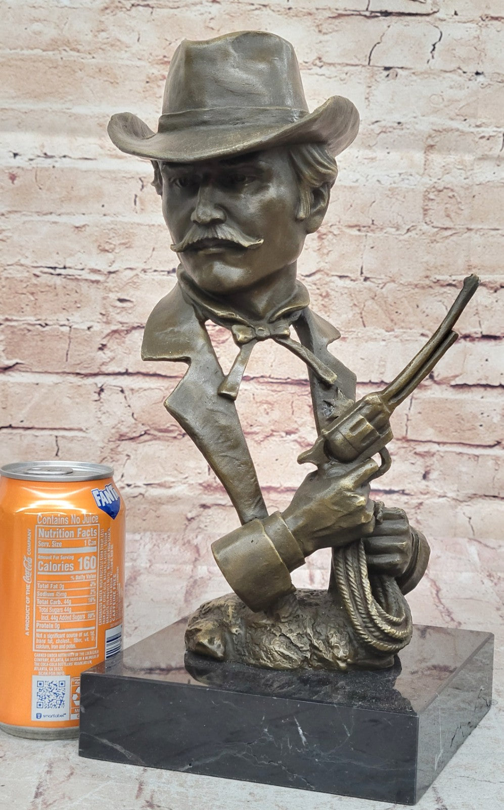 Sheriff Police Officer Gun Revolver Bronze Marble Statue Retirement Gift Artwork