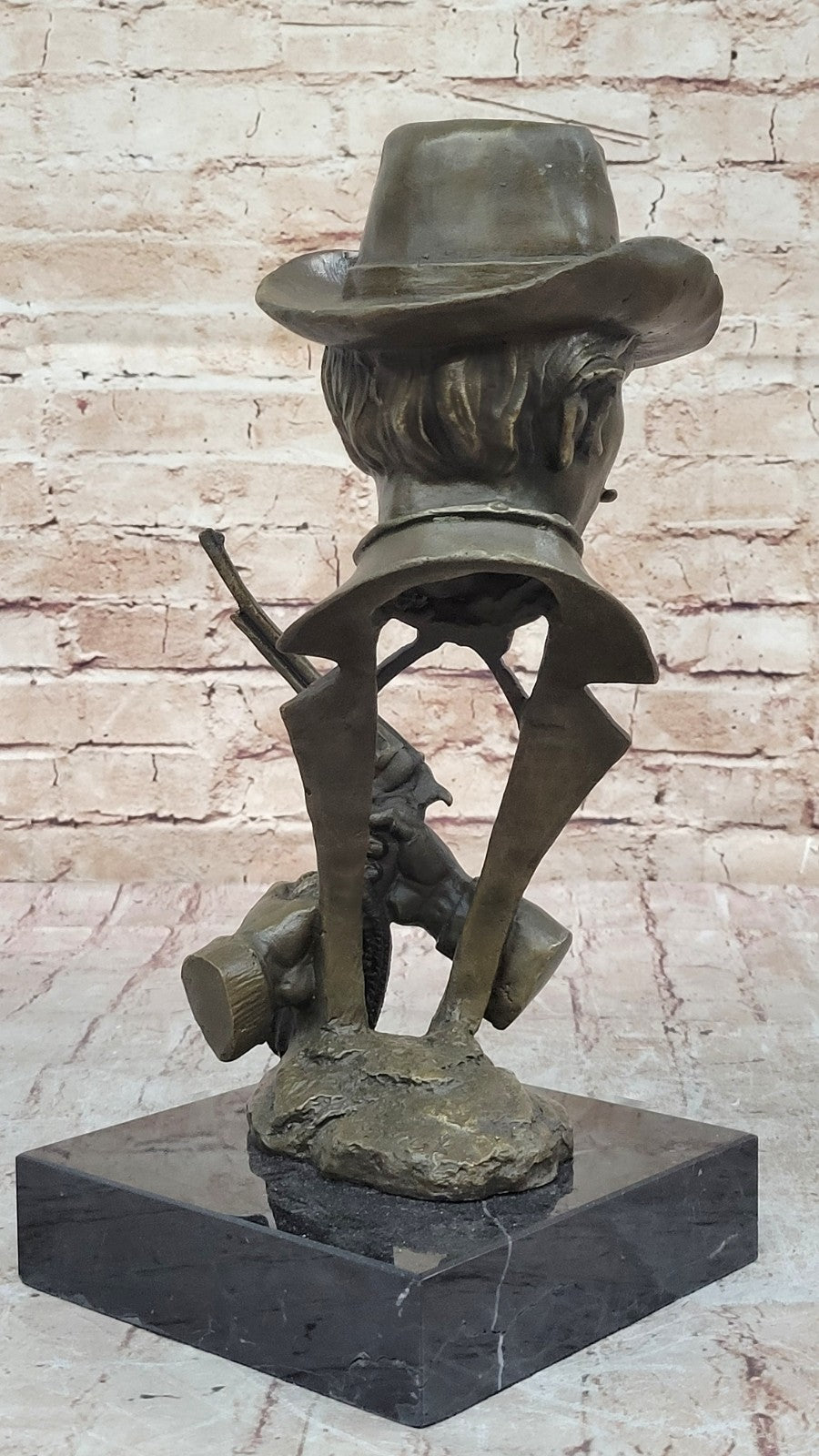 Sheriff Police Officer Gun Revolver Bronze Marble Statue Retirement Gift Artwork