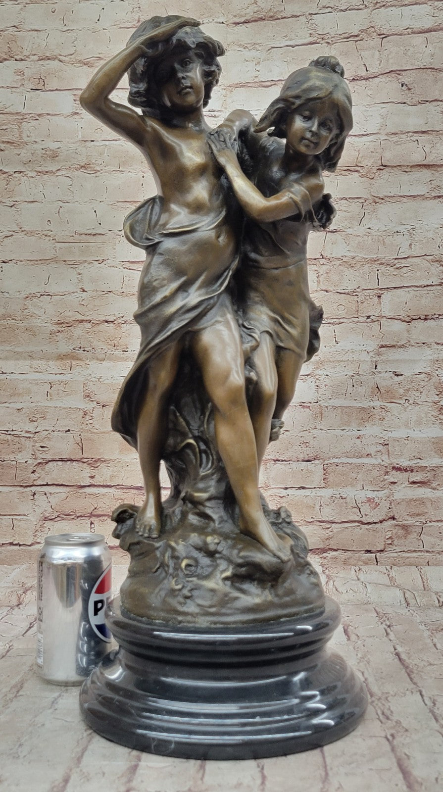 family ties, young, boy, girl, sister, brother, family, art deco statue figurine