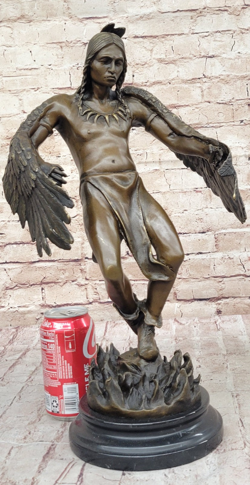 Handcrafted bronze sculpture SALE Art Warrior Indian American Milo Signed Figure