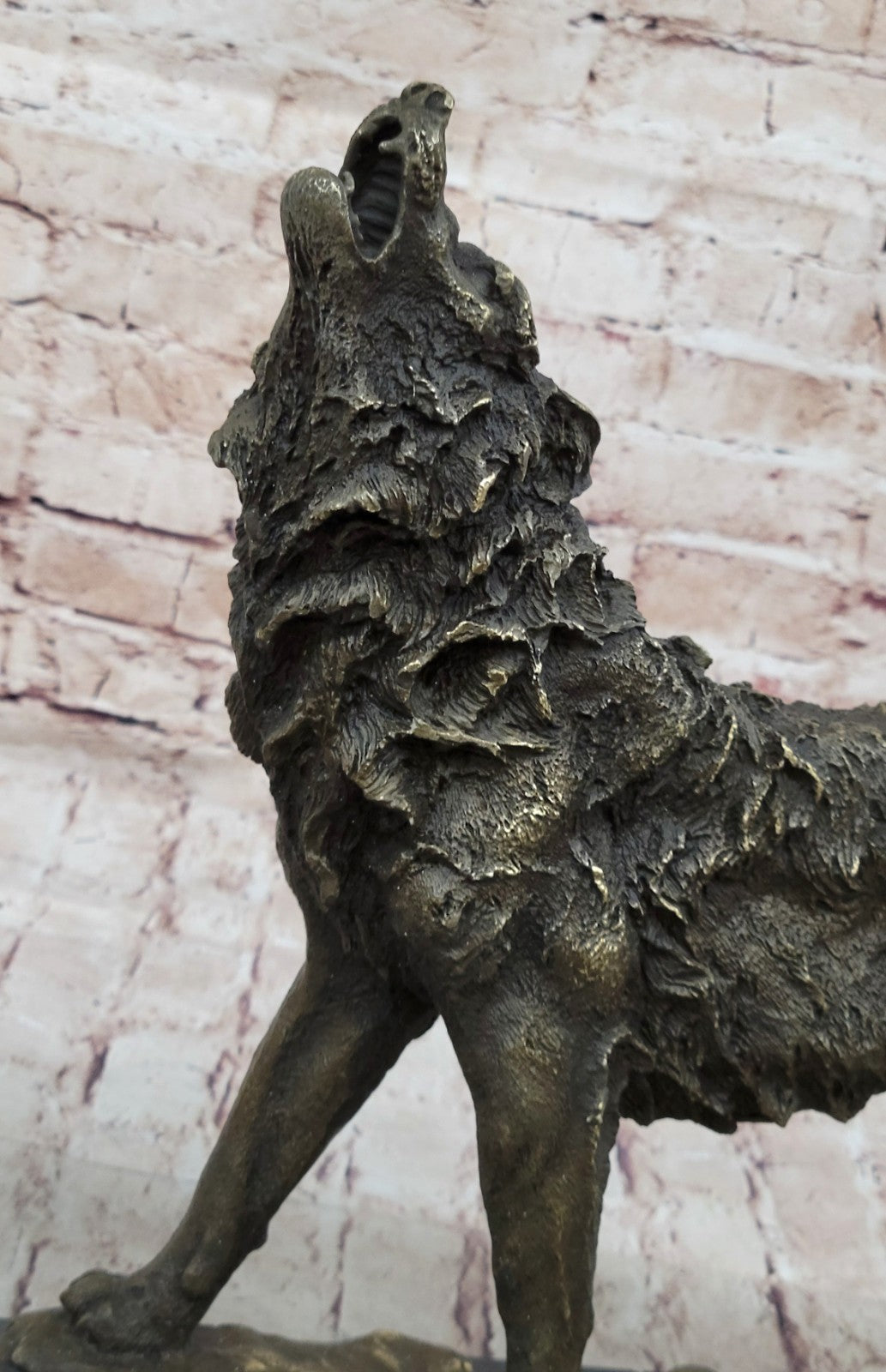 Art Deco Hot Cast "Wolf Howling At The Bronze Sculpture Figurine Statue Deal