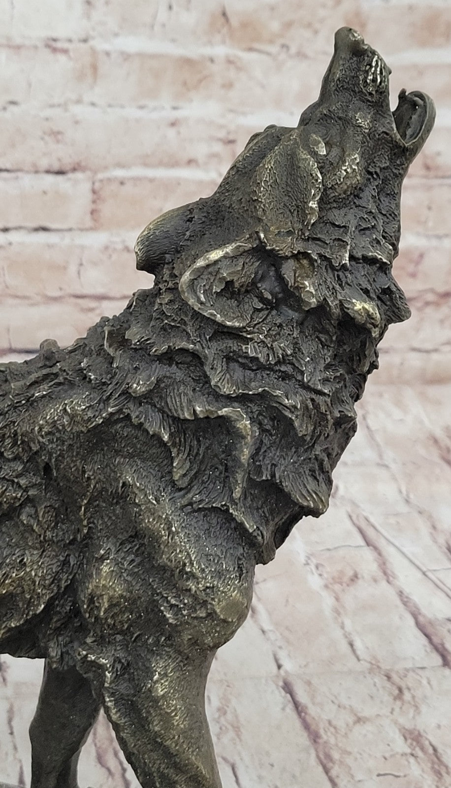 Art Deco Hot Cast "Wolf Howling At The Bronze Sculpture Figurine Statue Deal
