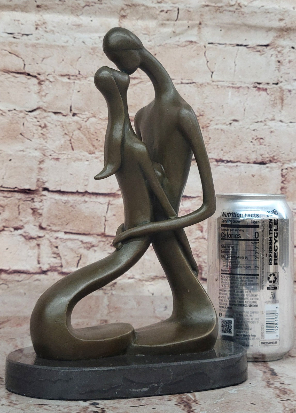 100% Real Bronze Sculpture Nude Lovers Couple Erotic Sexy Art Deco Abstract SALE