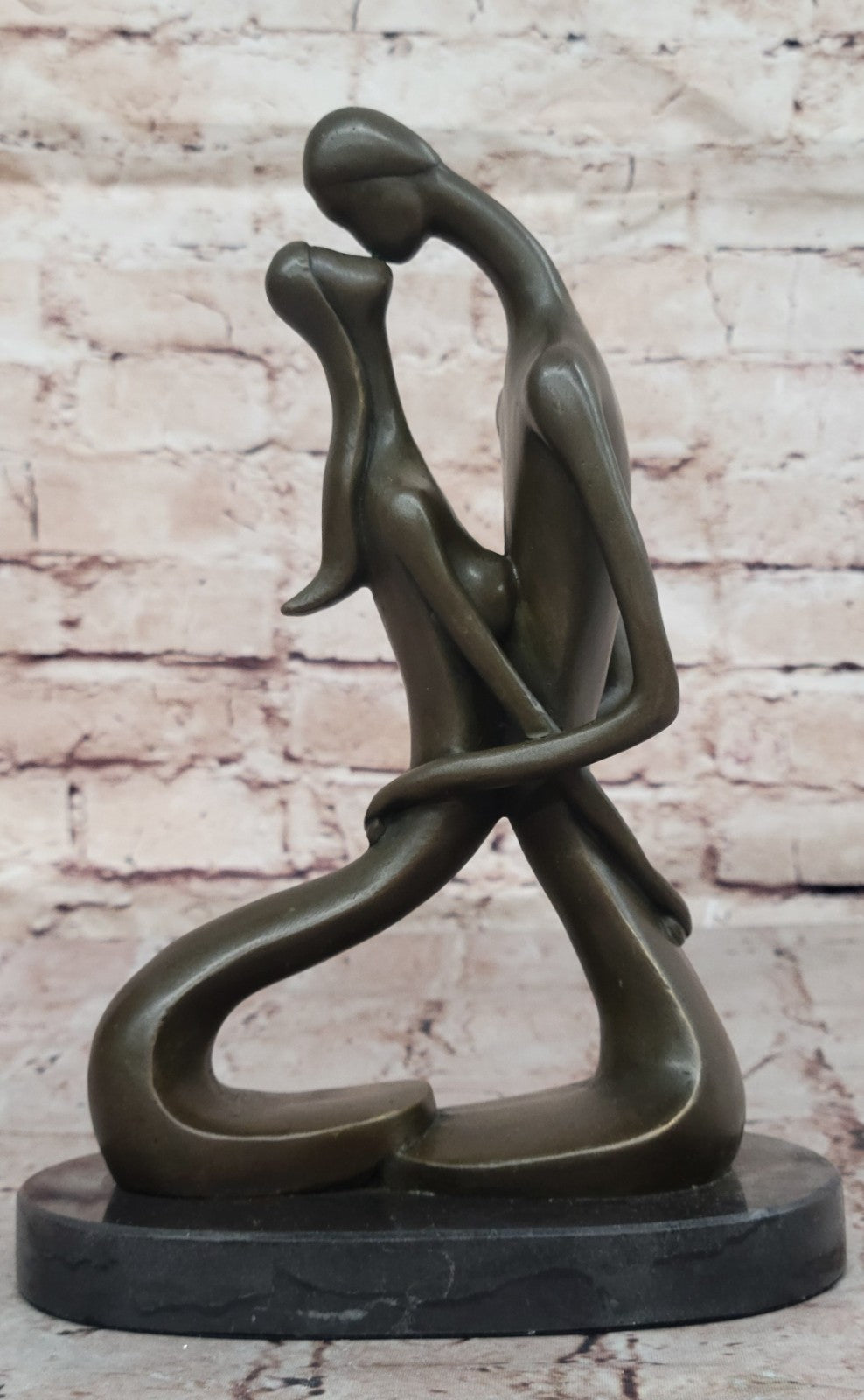 100% Real Bronze Sculpture Nude Lovers Couple Erotic Sexy Art Deco Abstract SALE