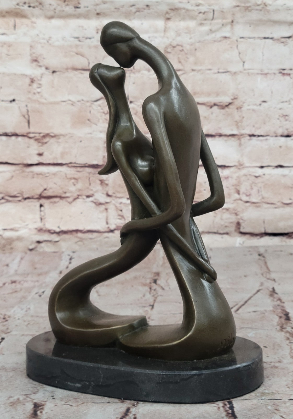 100% Real Bronze Sculpture Nude Lovers Couple Erotic Sexy Art Deco Abstract SALE